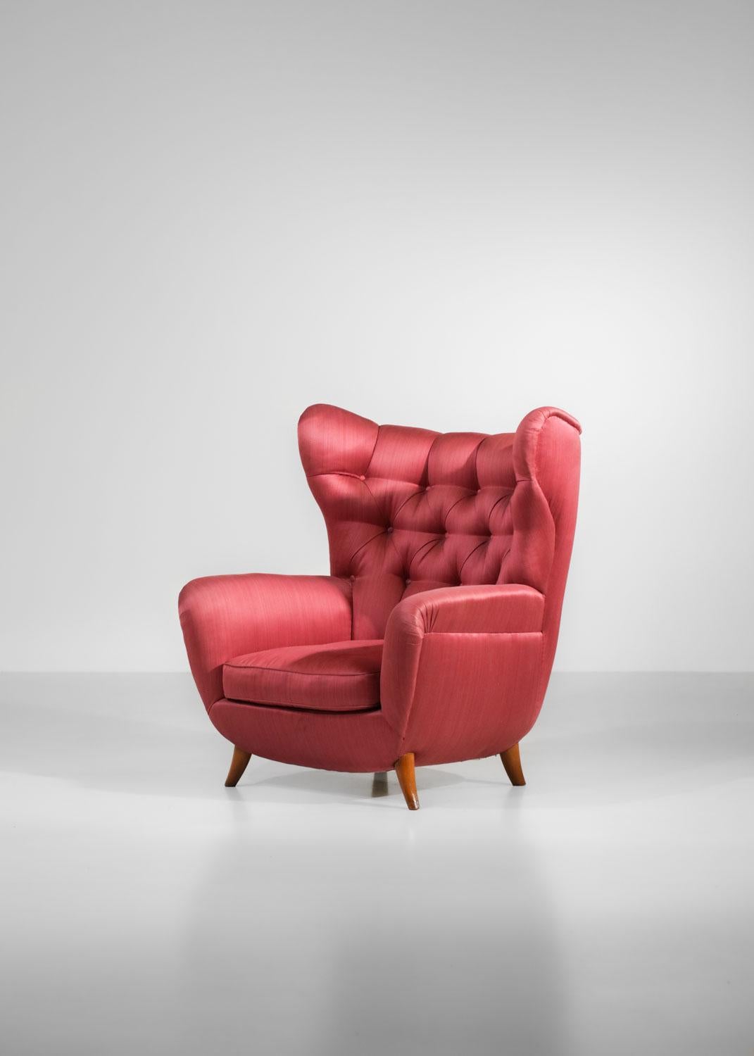 Großer italienischer Sessel, Melchiorre Bega zugeschrieben, 1950er Jahre – G695 im Angebot 4