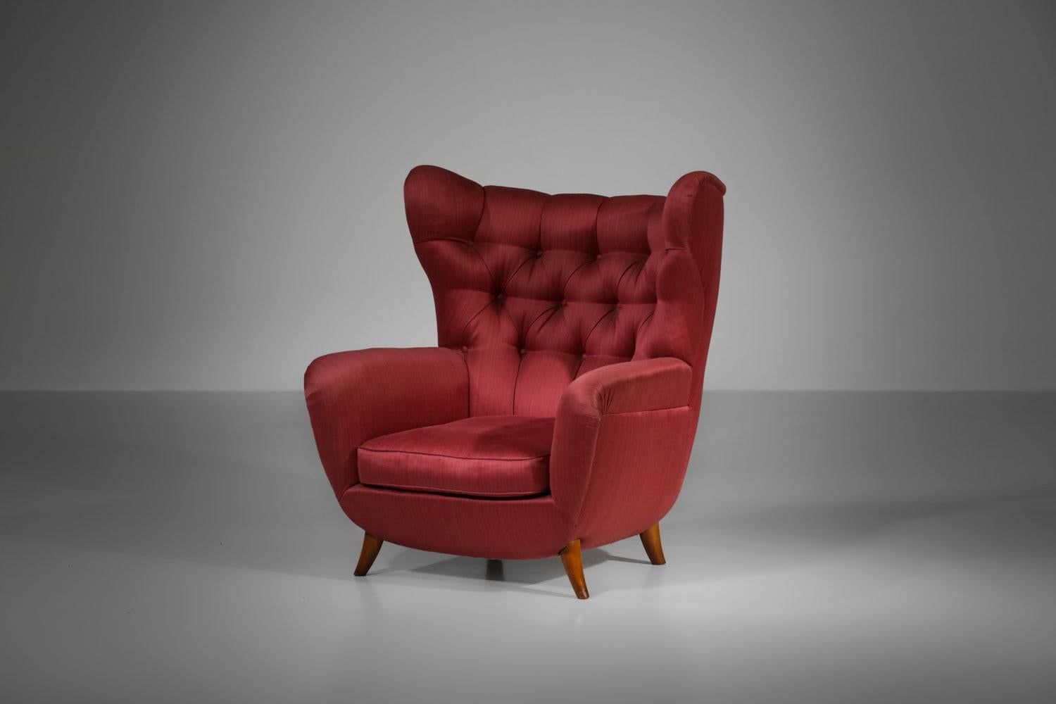 Großer italienischer Sessel, Melchiorre Bega zugeschrieben, 1950er Jahre – G695 im Angebot 9