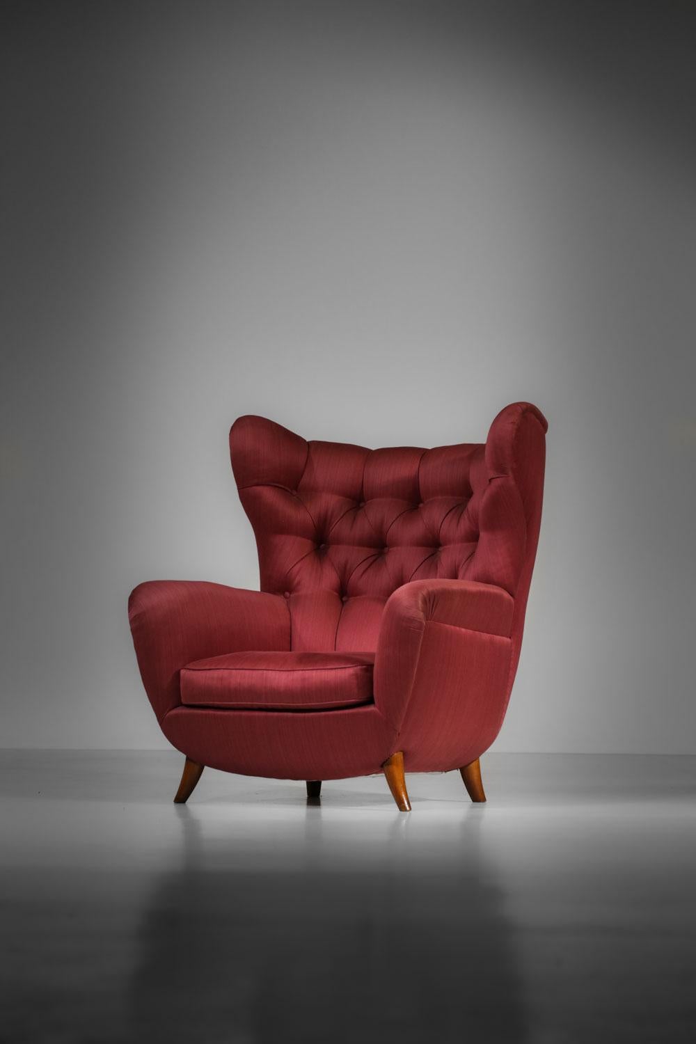 Großer italienischer Sessel, Melchiorre Bega zugeschrieben, 1950er Jahre – G695 im Angebot 10