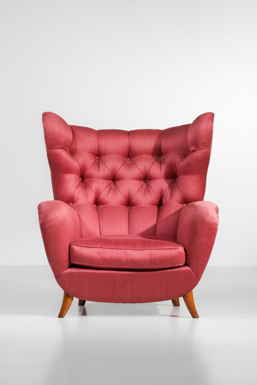 Mid-Century moderno Grande poltrona italiana attribuita a Melchiorre Bega 1950 - G695 in vendita