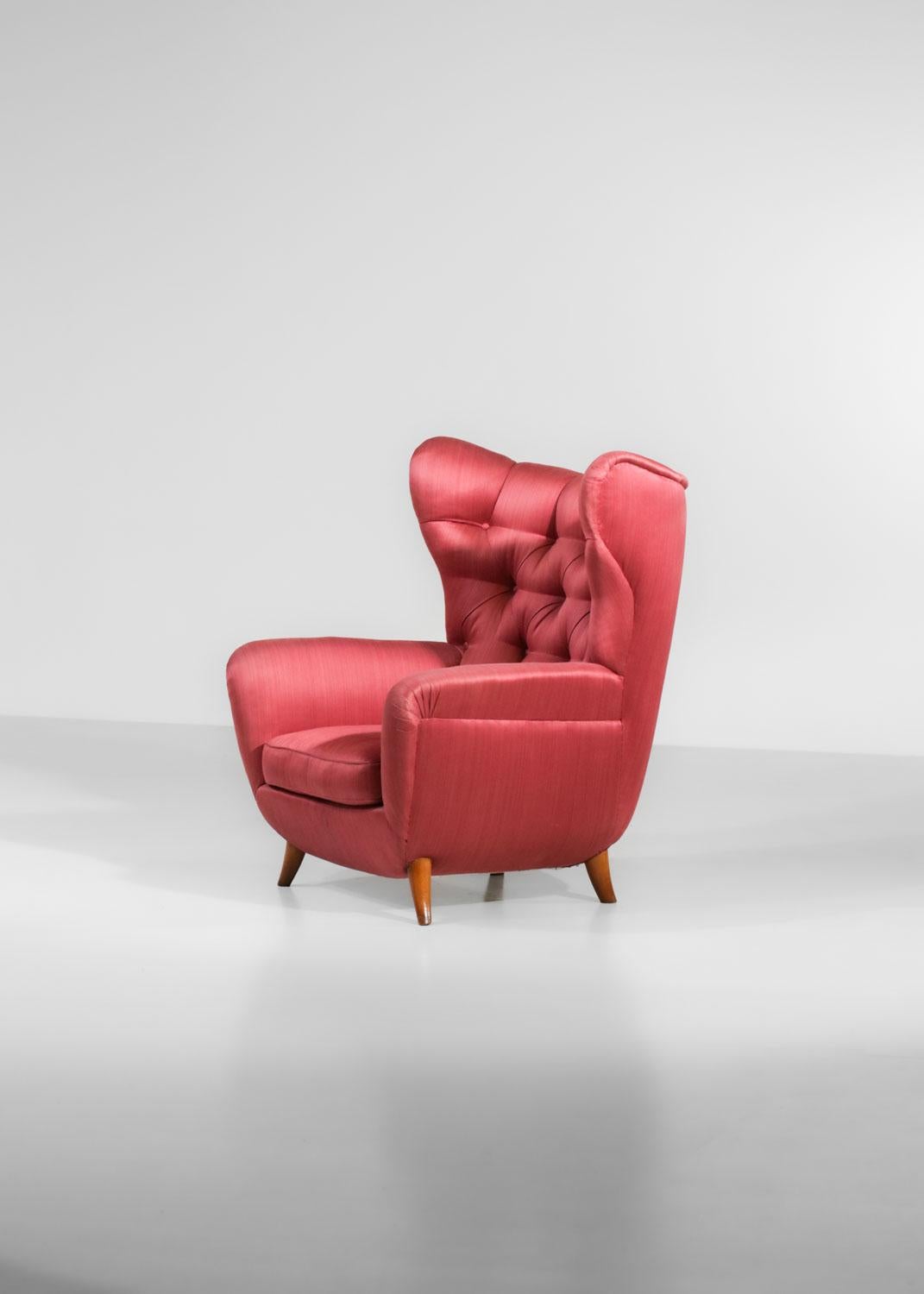 Großer italienischer Sessel, Melchiorre Bega zugeschrieben, 1950er Jahre – G695 (Mitte des 20. Jahrhunderts) im Angebot