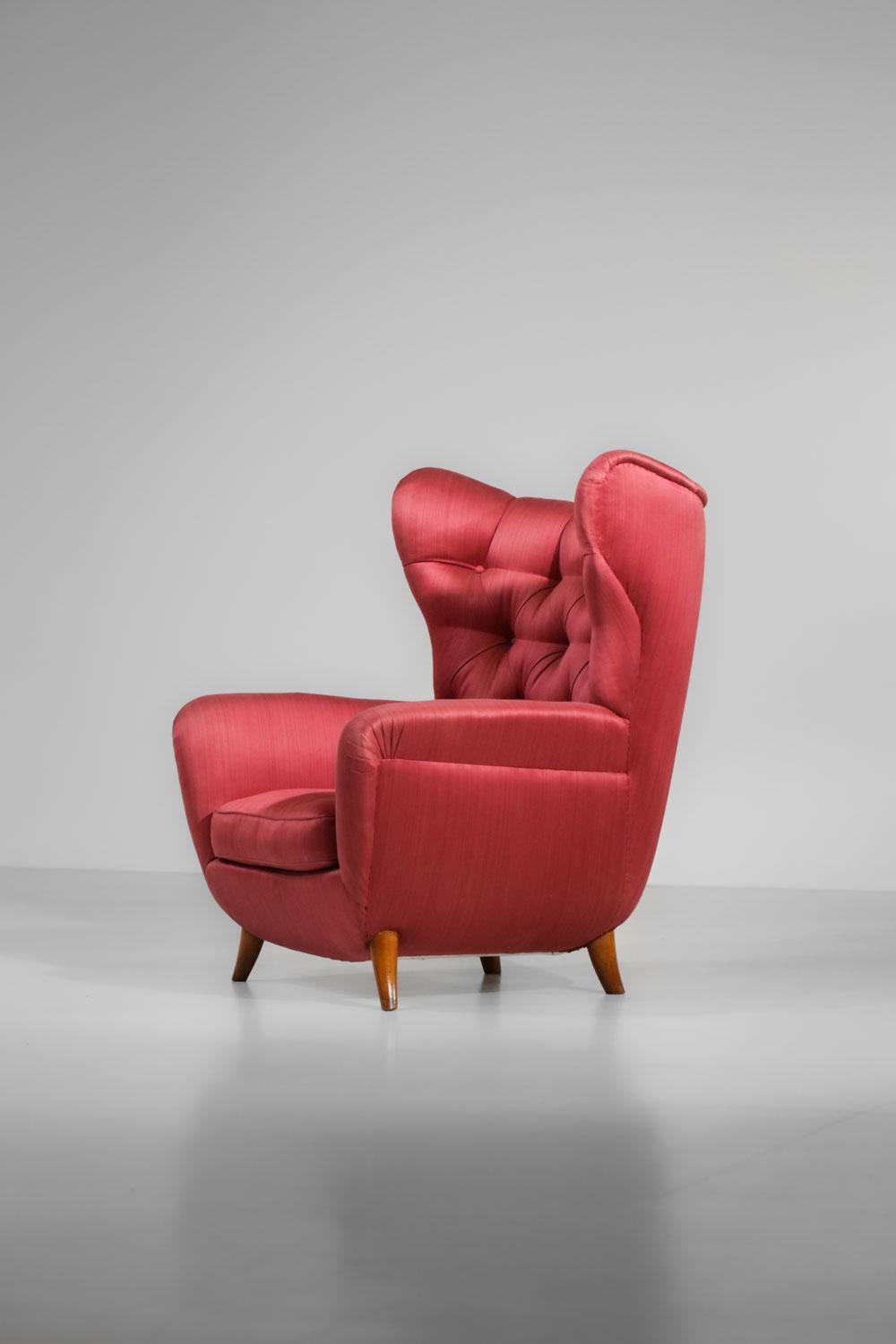 Großer italienischer Sessel, Melchiorre Bega zugeschrieben, 1950er Jahre – G695 (Stoff) im Angebot