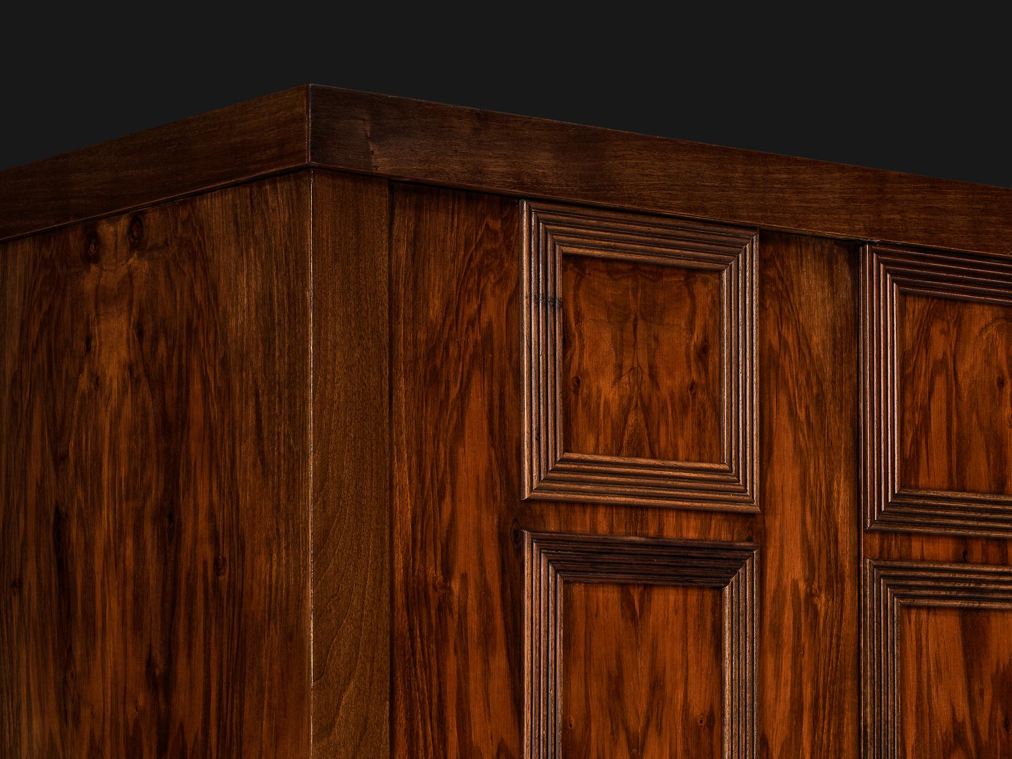 Large Italian Art Deco Wardrobe or Highboard in Walnut 1940s For Sale 6