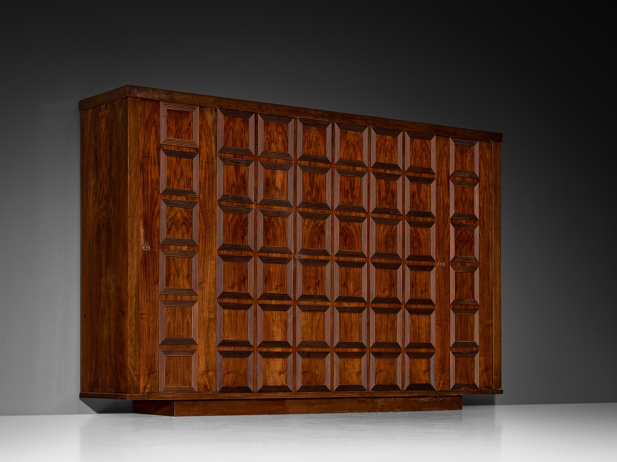 Large Italian Art Deco Wardrobe or Highboard in Walnut 1940s For Sale 4