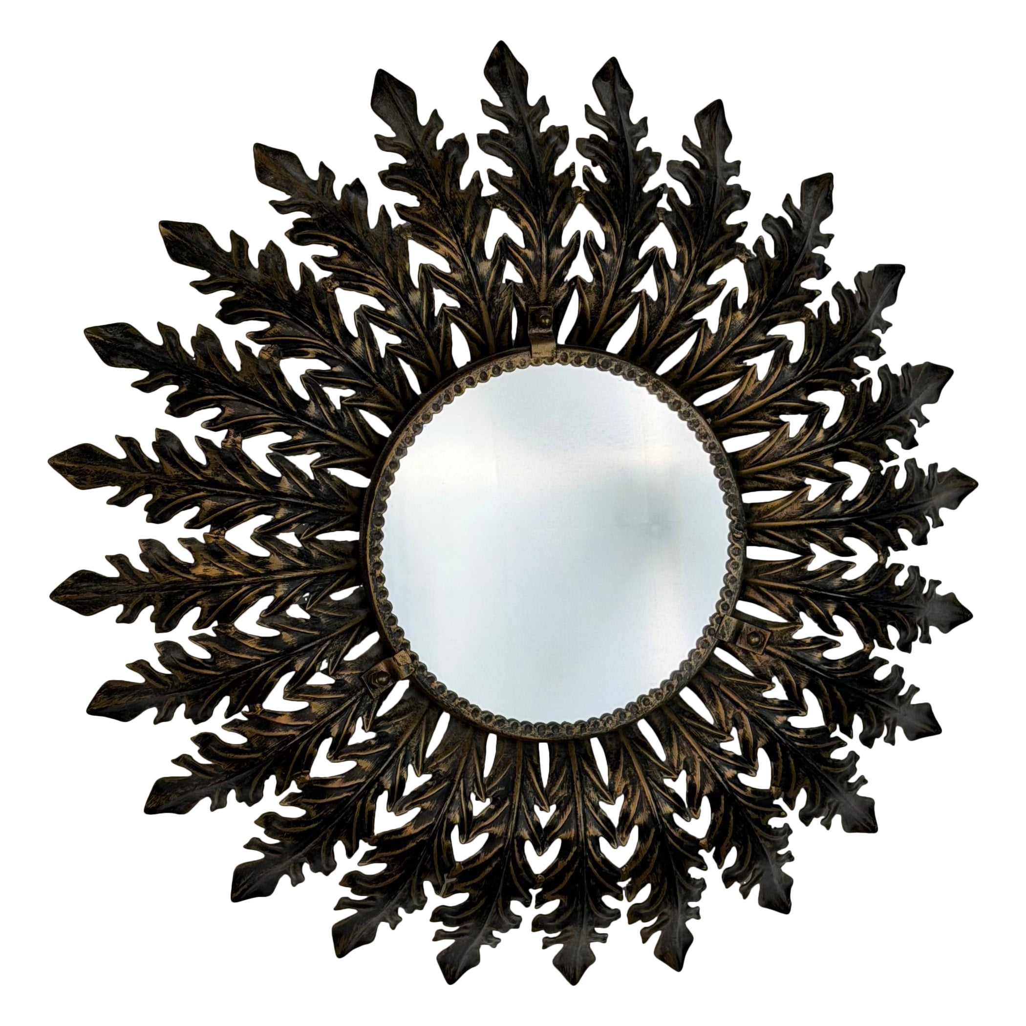 Large Italian Backlit Phytomorphic Mirror in Painted Metal, 1970s For Sale