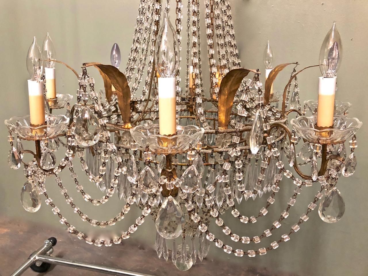 20th Century Large Italian Baltic Style Beaded Chandelier For Sale