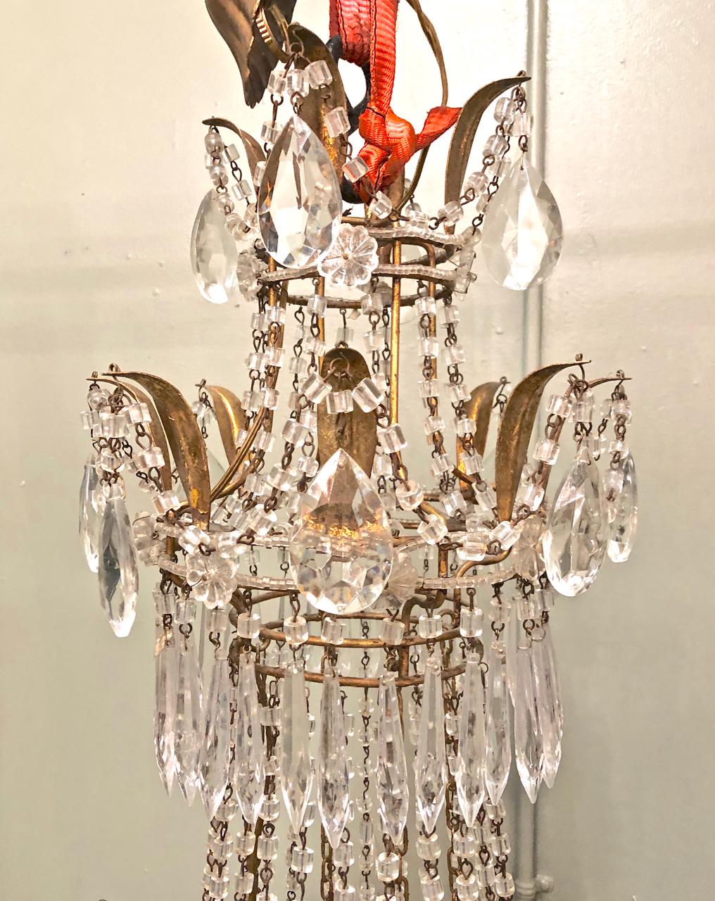 Cut Glass Large Italian Baltic Style Beaded Chandelier For Sale