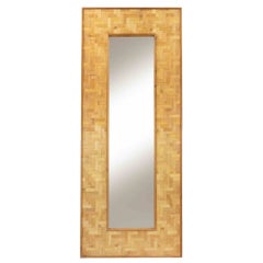 Large Italian Bamboo and Rattan Wall Mirror, 1970s, Lorenzo Burchiellaro