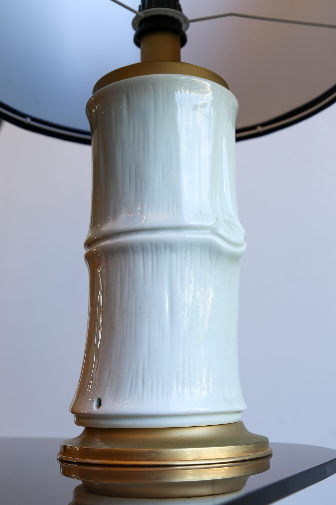 Large Italian Bamboo-Form Ceramic Table Lamp In Good Condition For Sale In Byron Bay, NSW