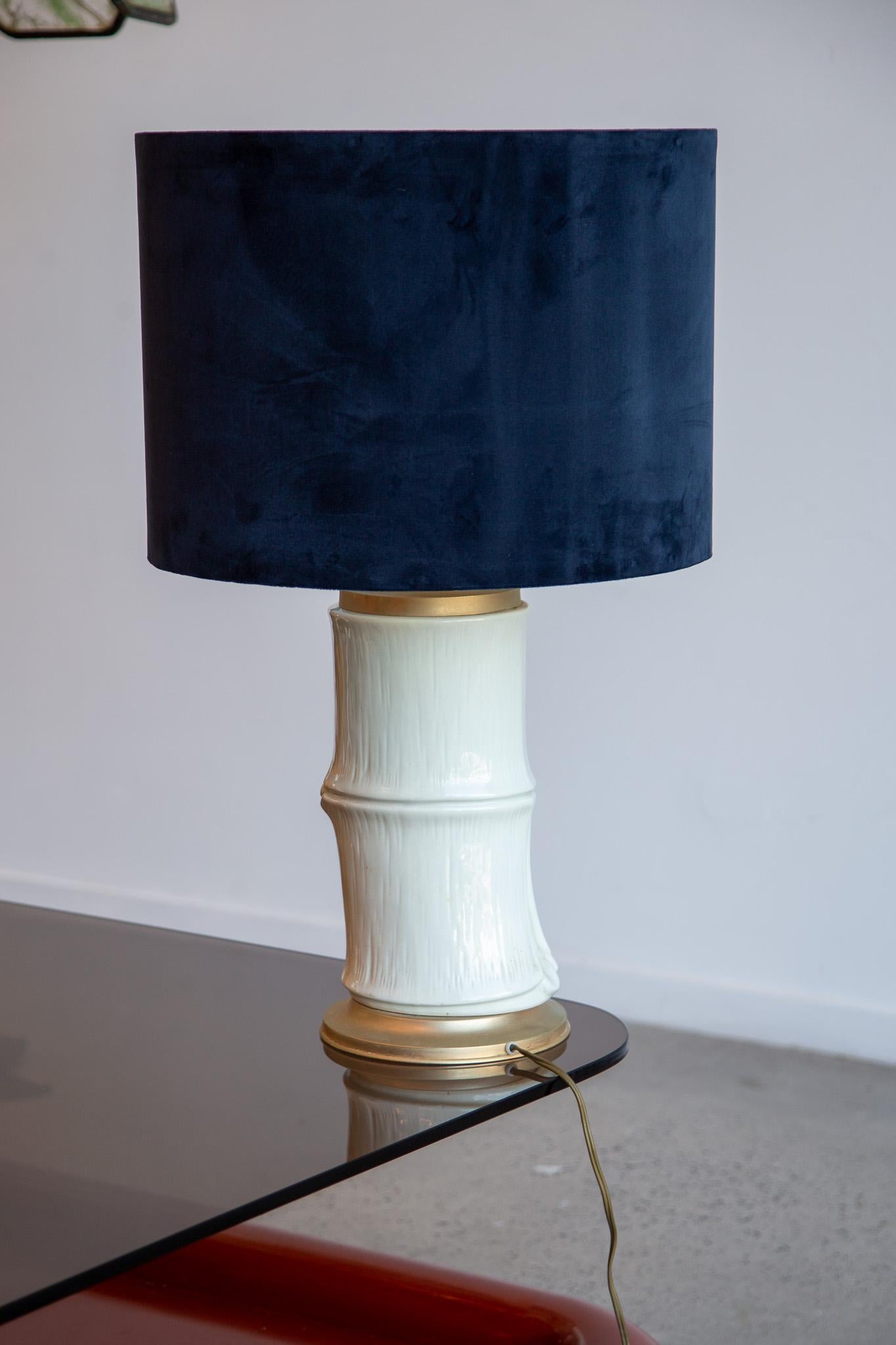 Large Italian Bamboo-Form Ceramic Table Lamp For Sale 1