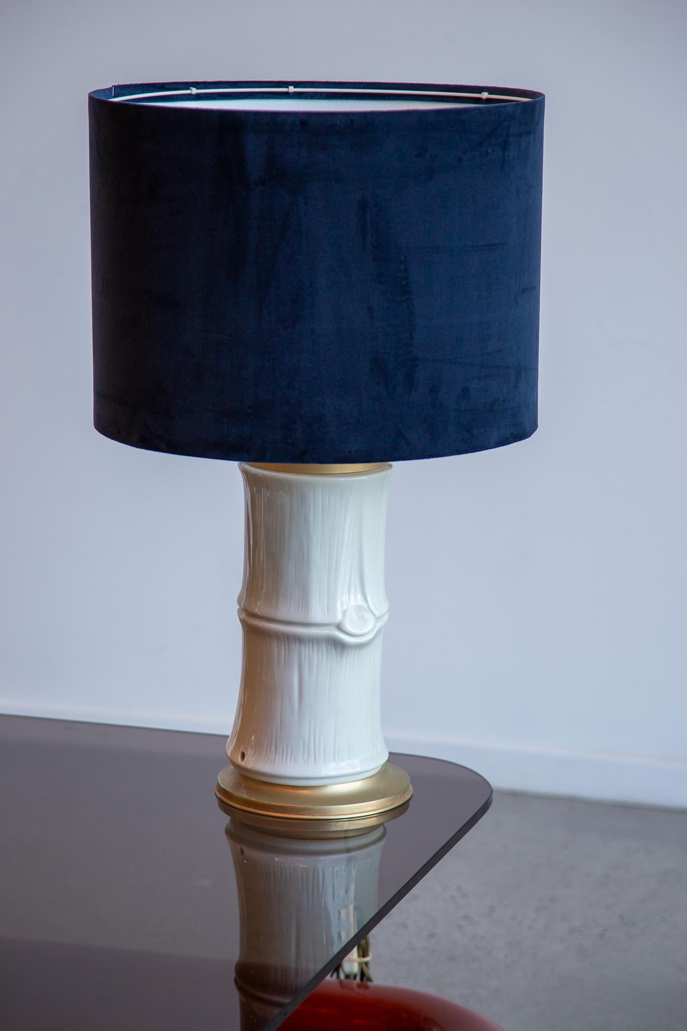 Large Italian Bamboo-Form Ceramic Table Lamp For Sale 2