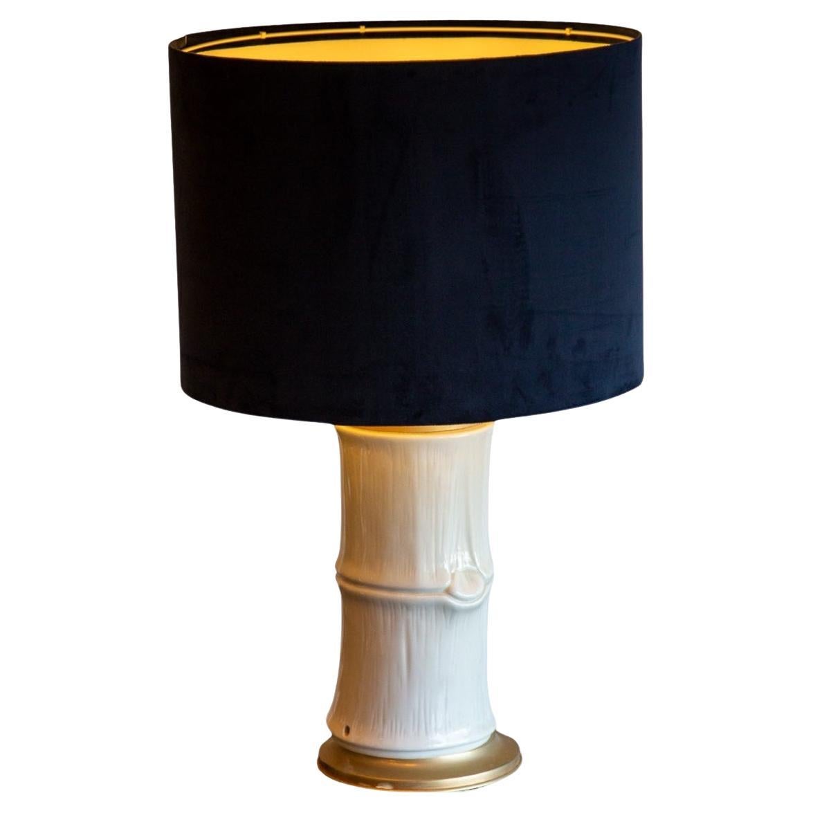 Large Italian Bamboo-Form Ceramic Table Lamp