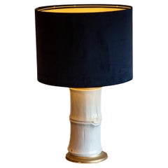 Large Italian Bamboo-Form Ceramic Table Lamp