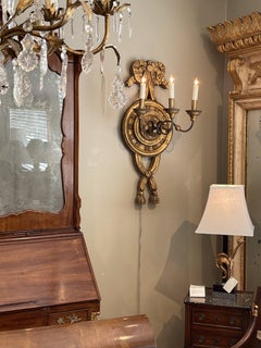 Large Italian Baroque Style 3-Arm Giltwood and Iron Wall Sconce-Now Electrified