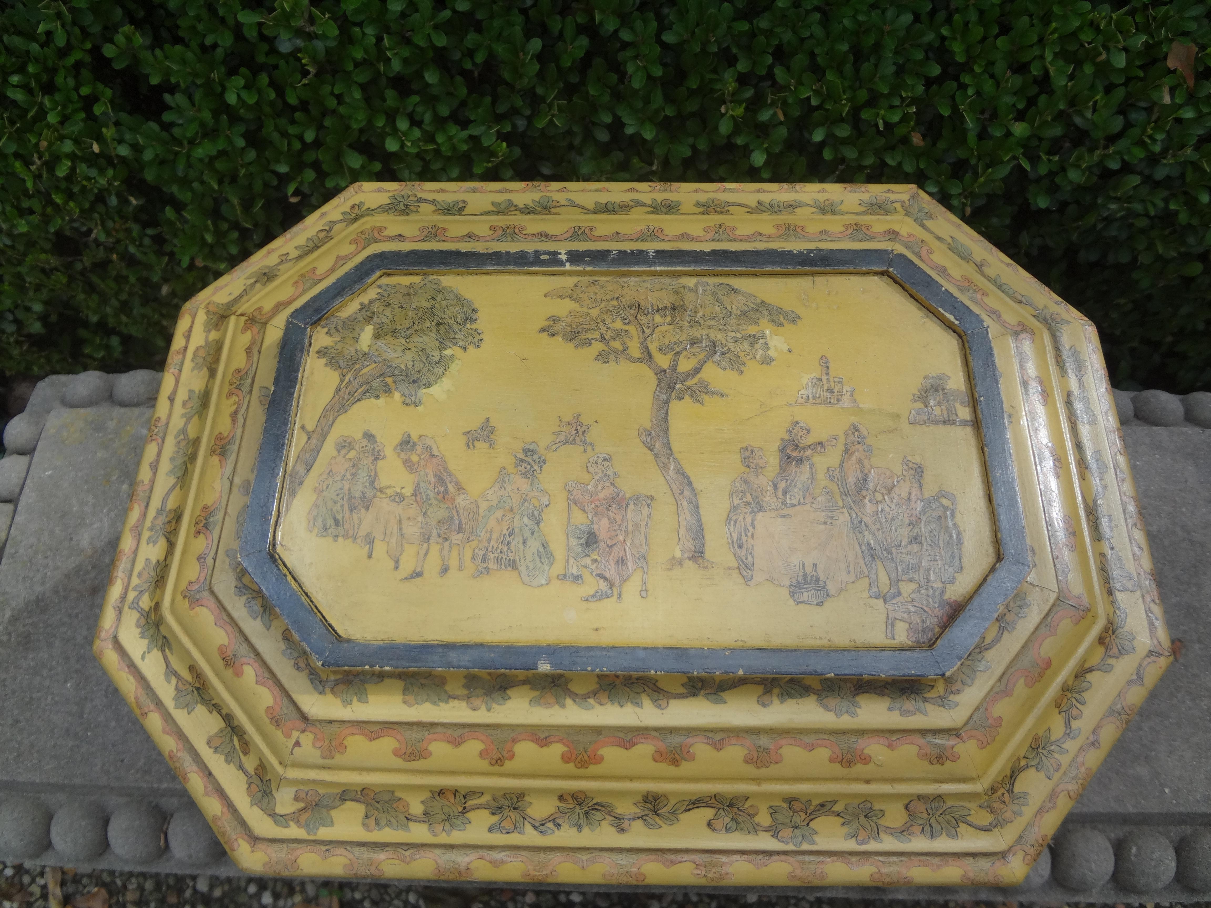 Large Italian Baroque Style Hand Decorated Giltwood Box In Good Condition In Houston, TX