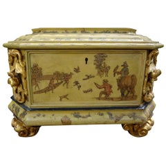 Large Italian Baroque Style Hand Decorated Giltwood Box