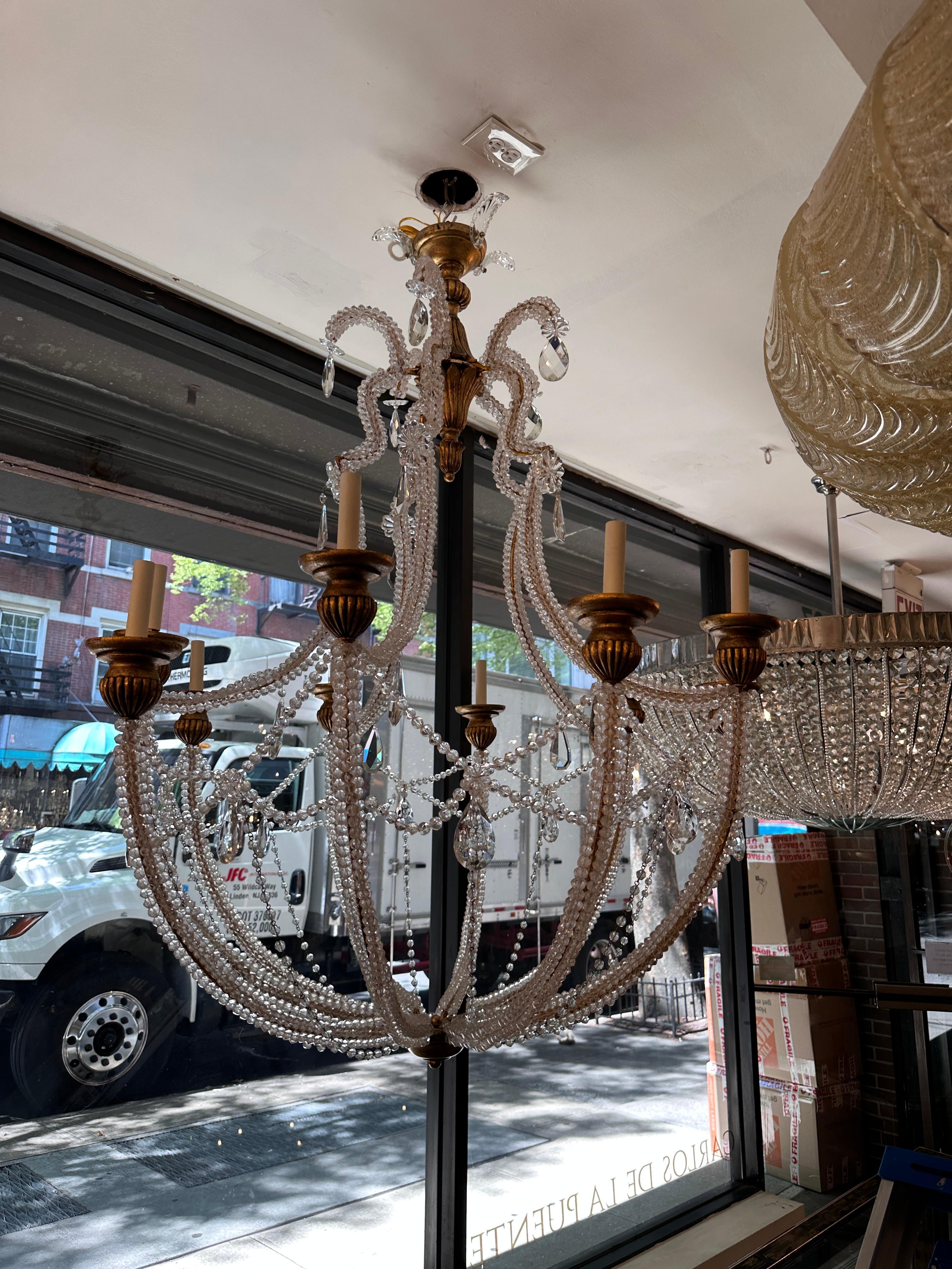 Large Italian Beaded Chandelier For Sale 5
