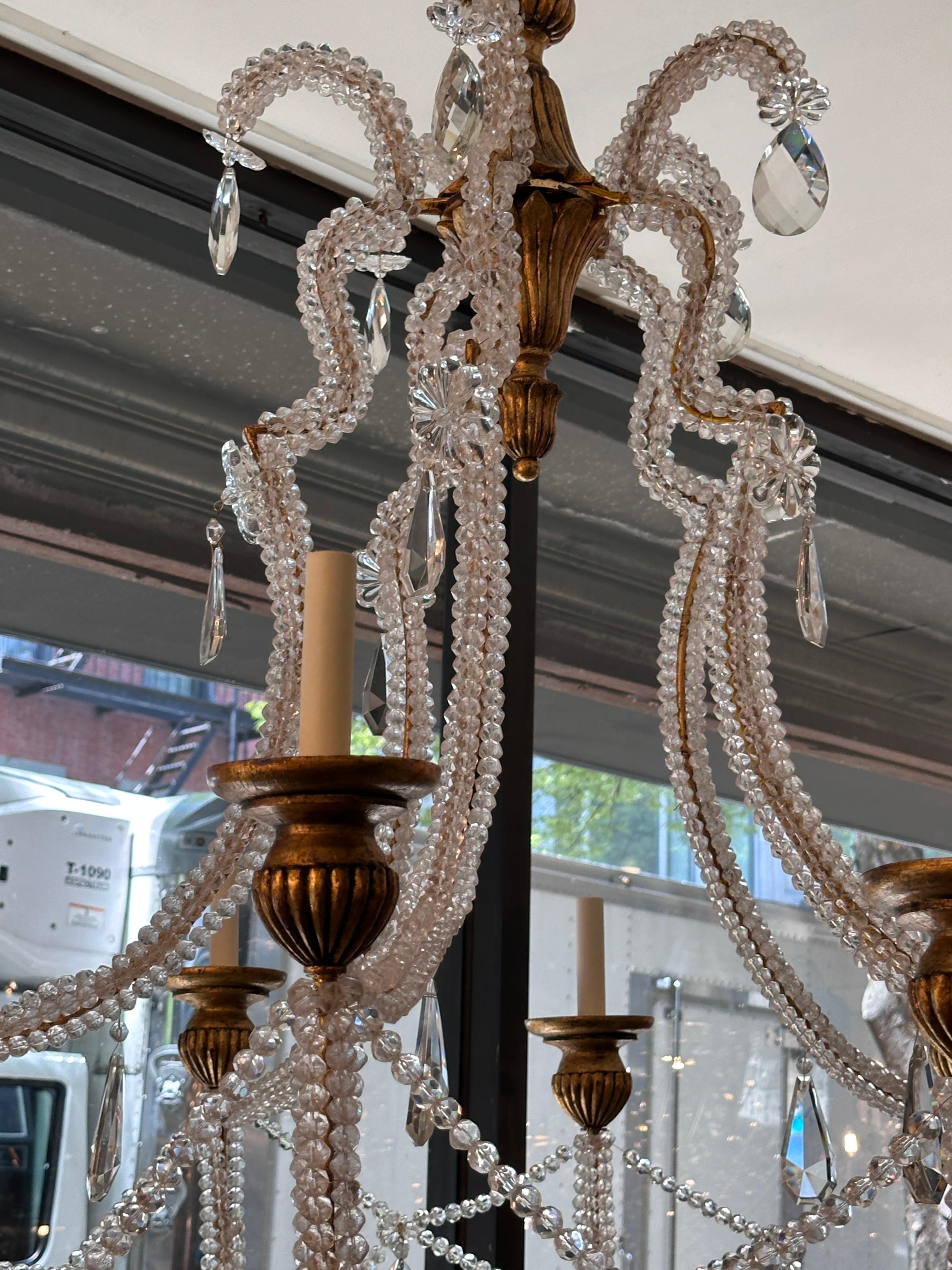 Large Italian Beaded Chandelier For Sale 6