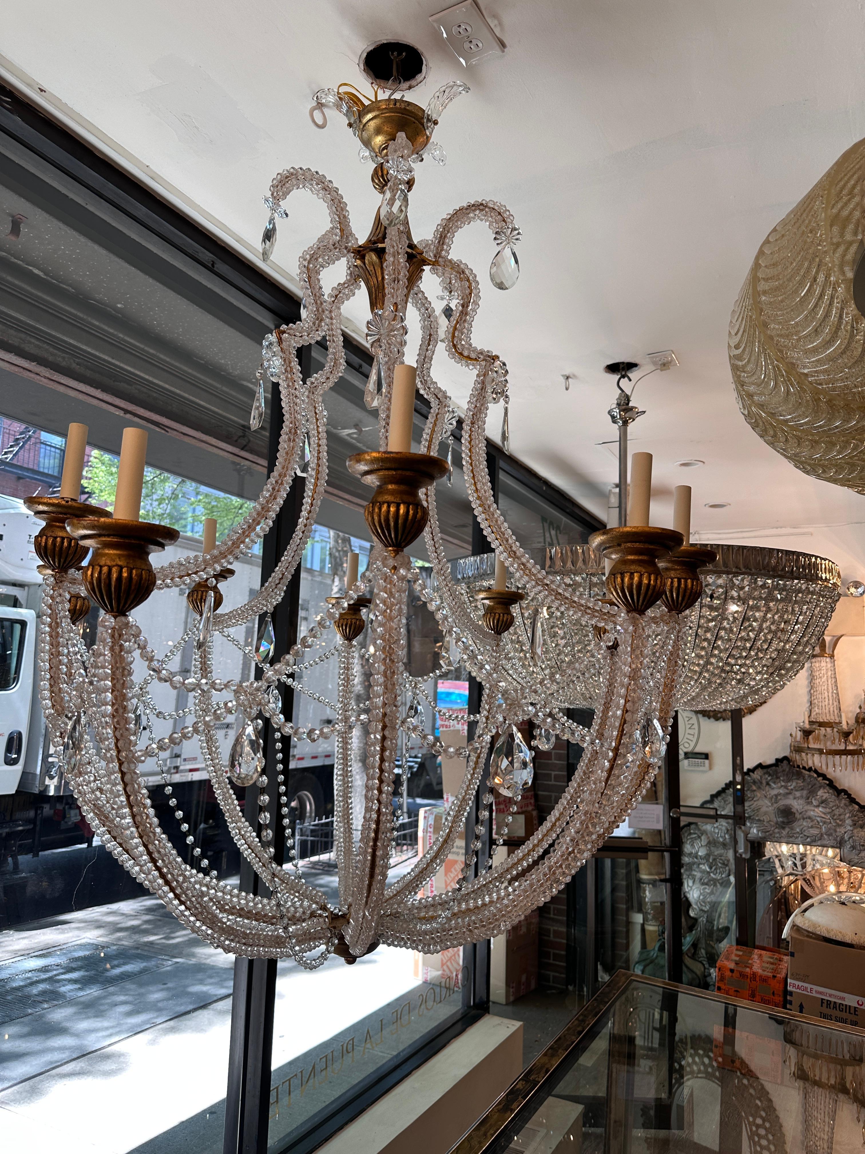 Large Italian Beaded Chandelier For Sale 7