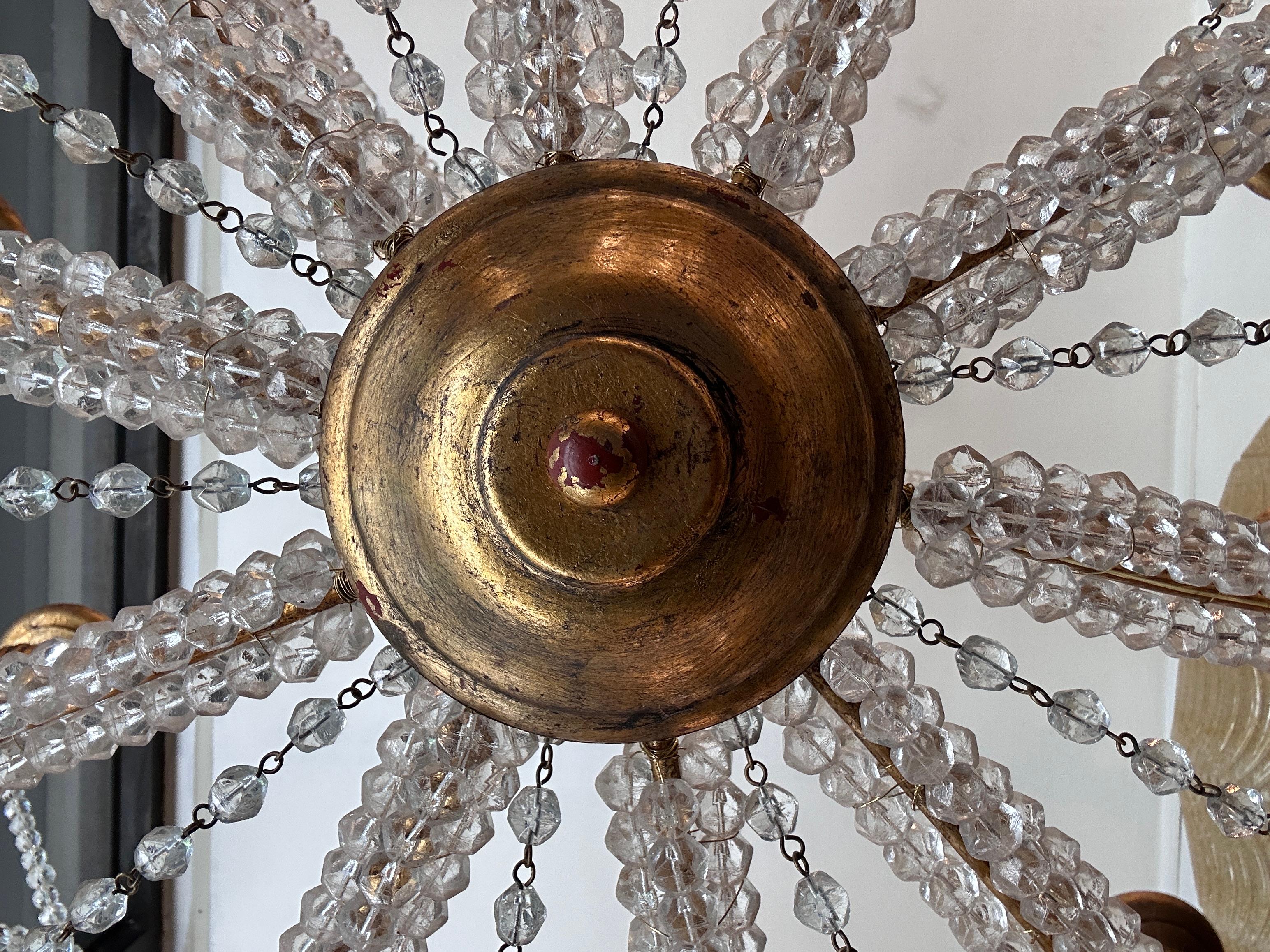 Crystal Large Italian Beaded Chandelier For Sale