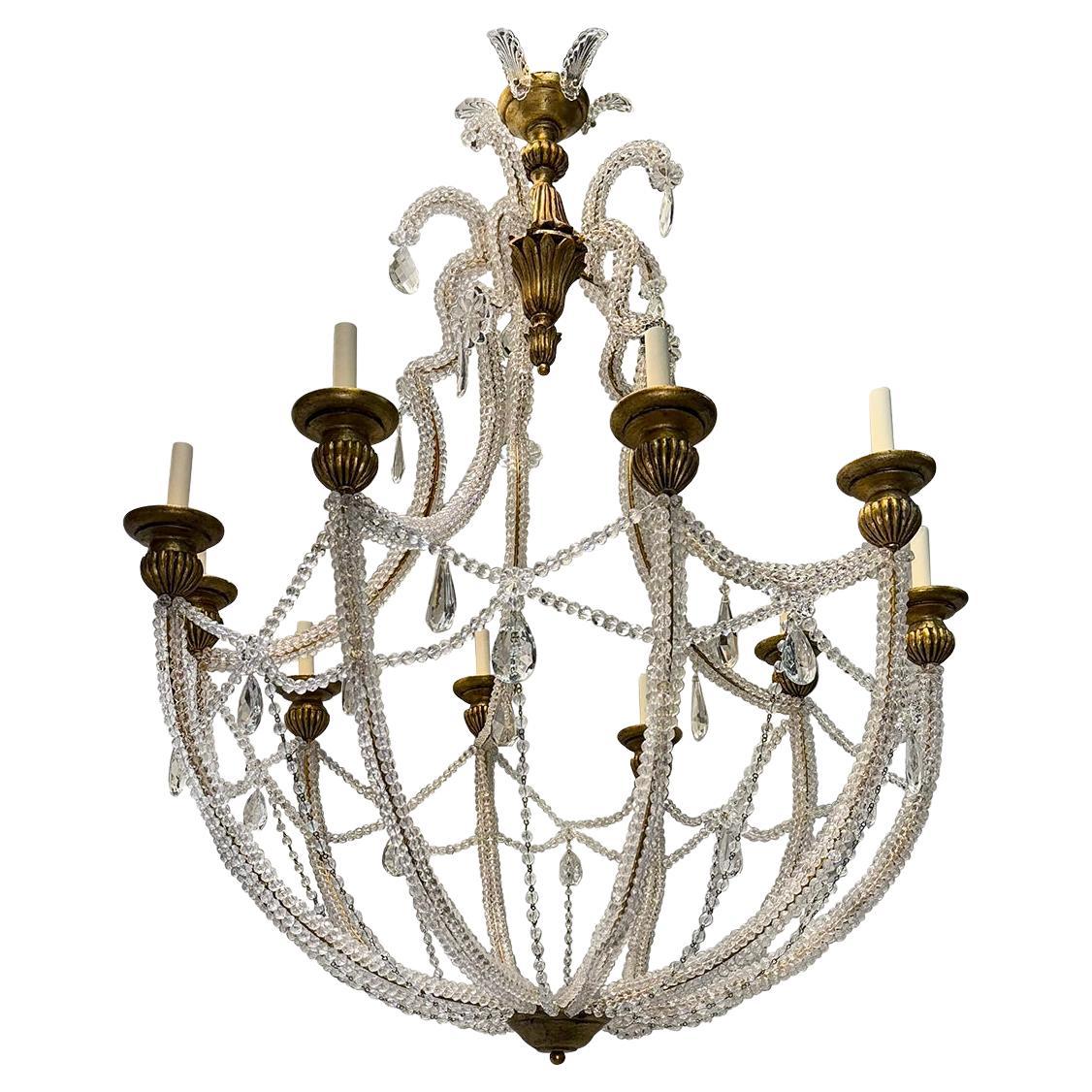 Large Italian Beaded Chandelier For Sale
