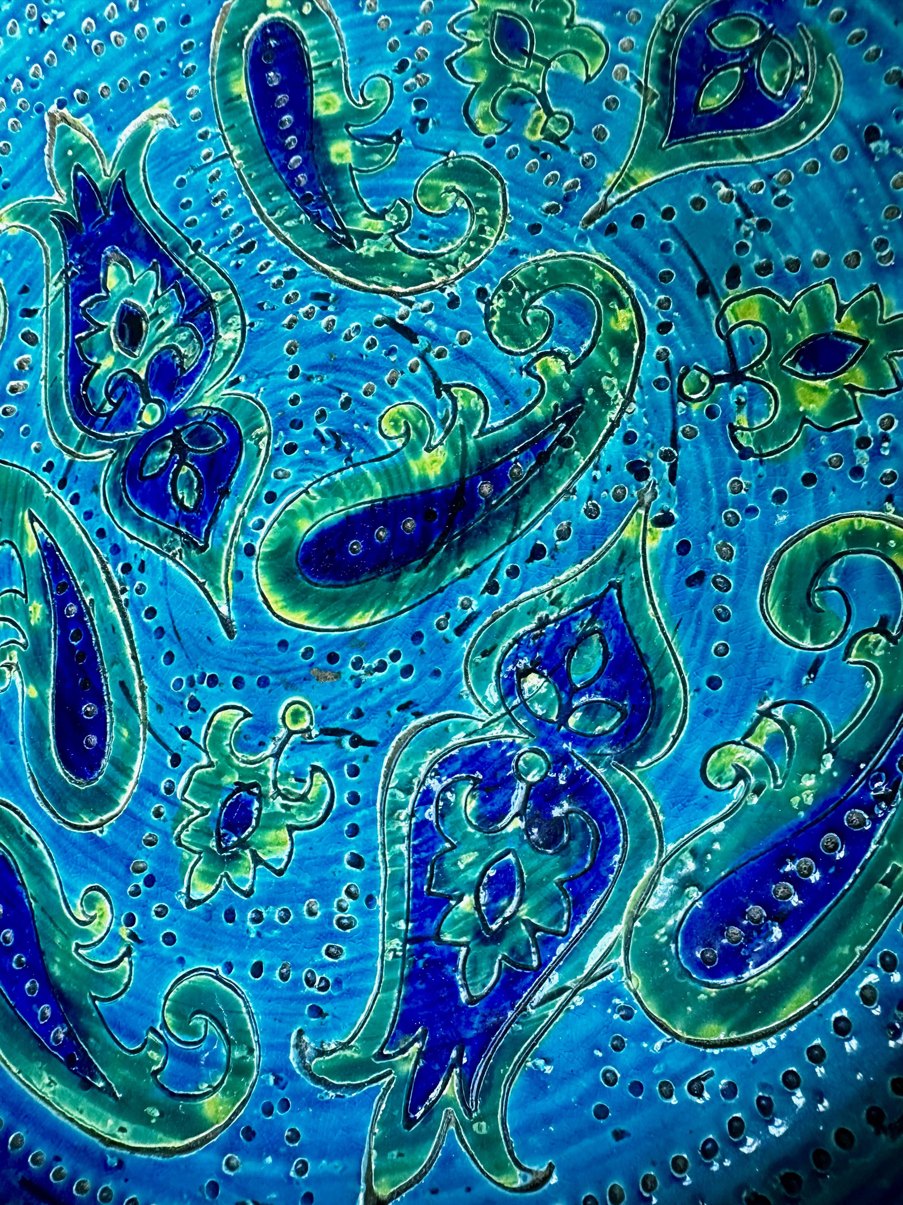 Große glasierte italienische Bitossi Aldo Londi-Schale mit Paisleymuster im Angebot 5