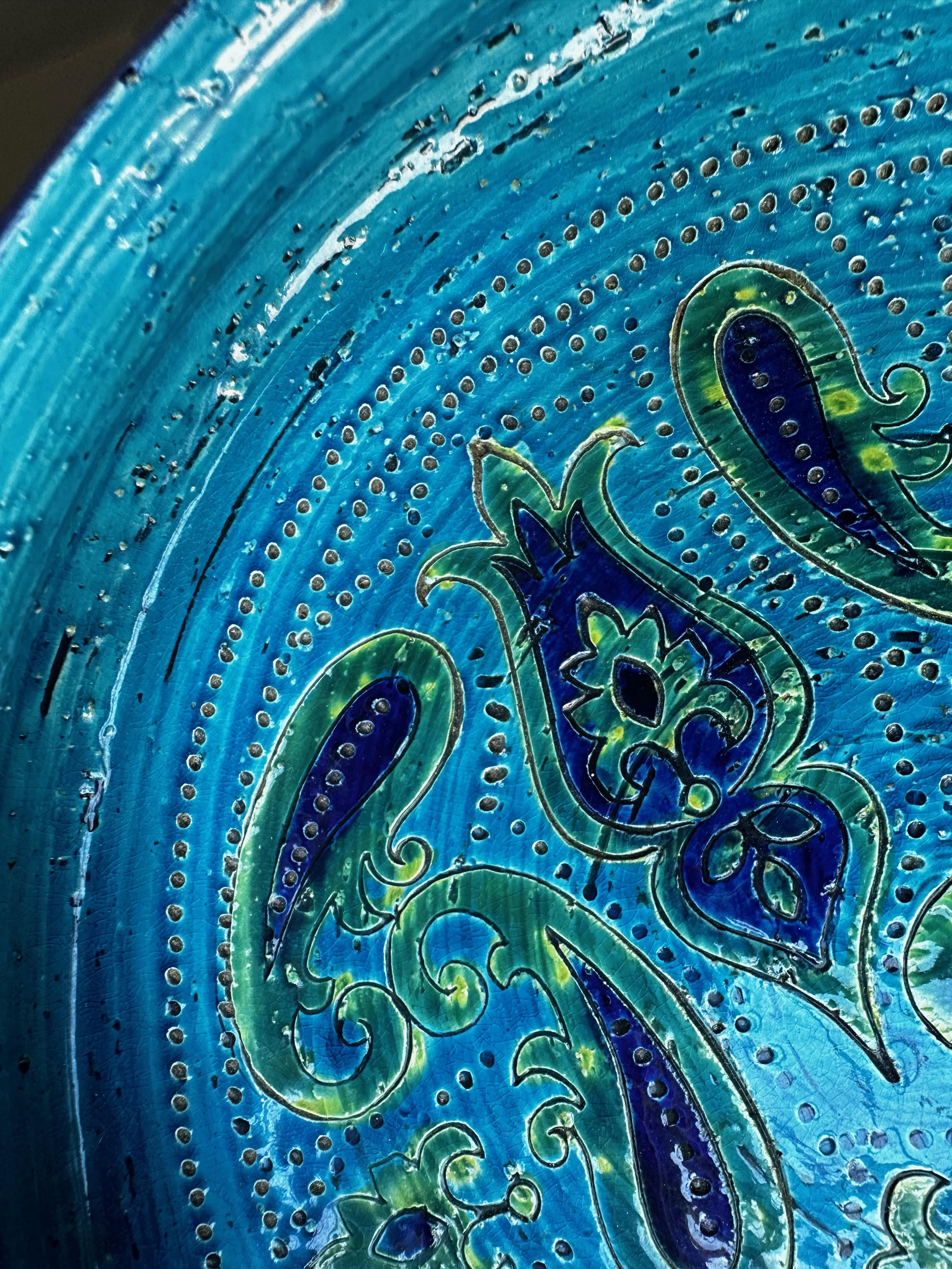Große glasierte italienische Bitossi Aldo Londi-Schale mit Paisleymuster im Angebot 7