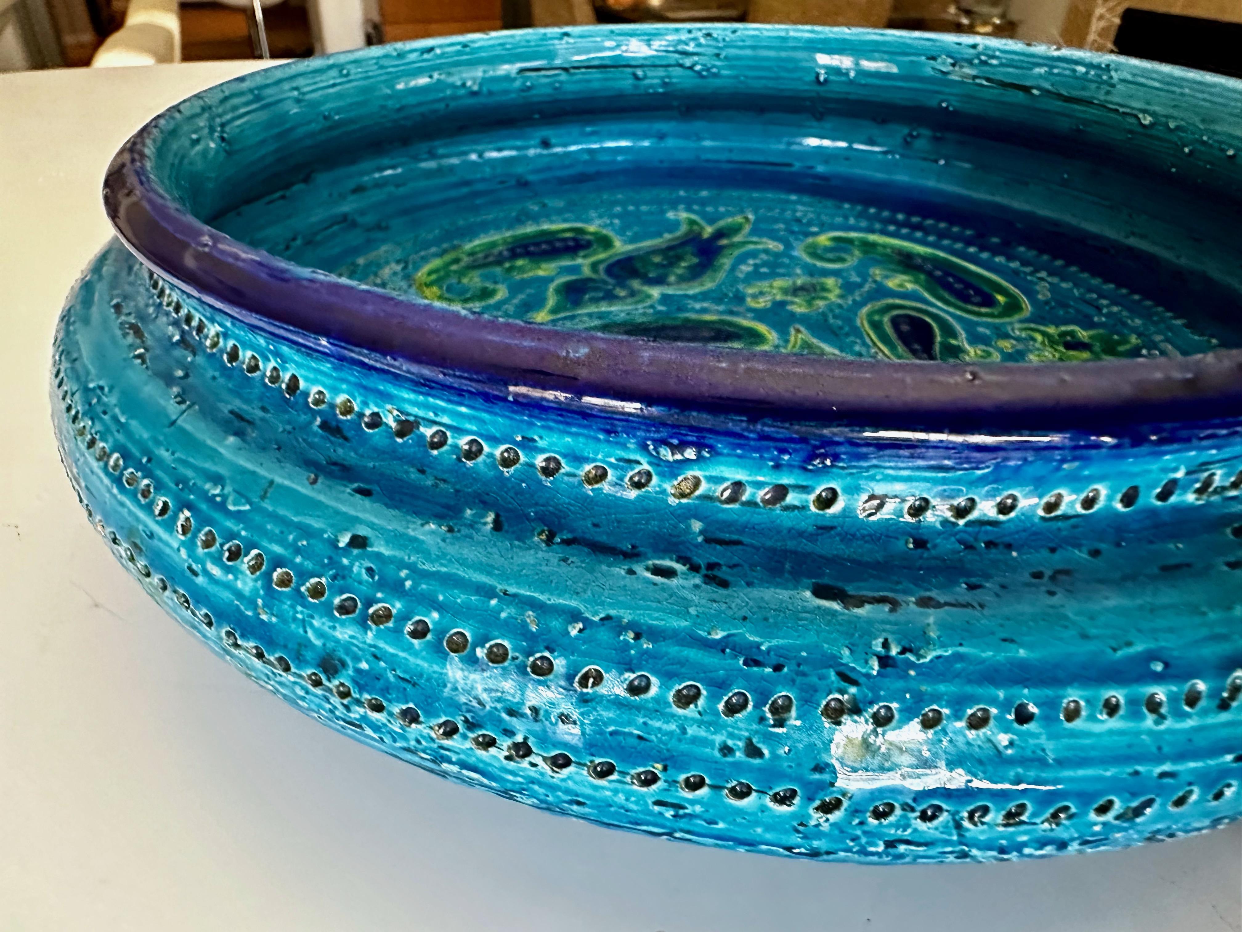 Große glasierte italienische Bitossi Aldo Londi-Schale mit Paisleymuster im Angebot 8
