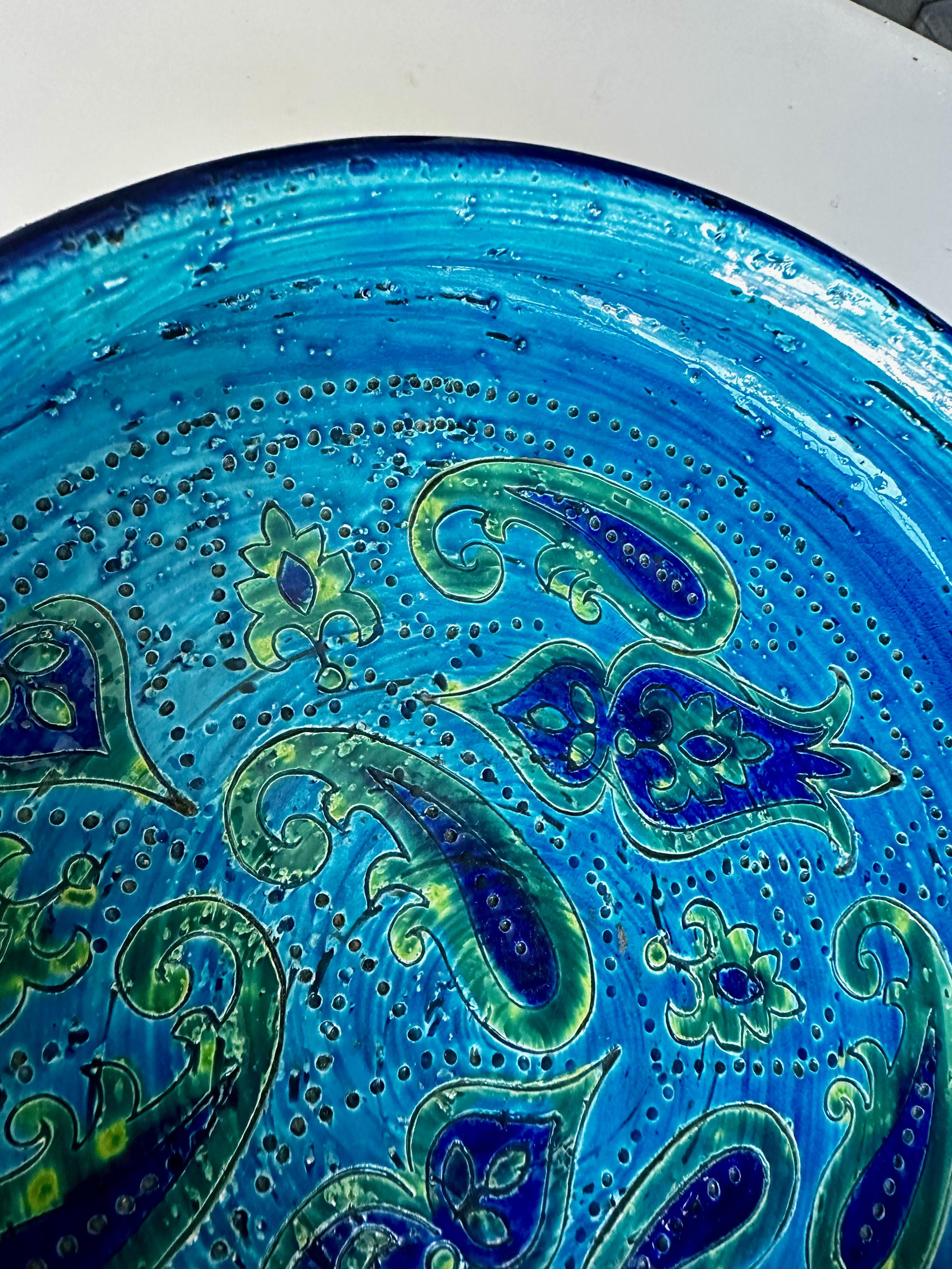Große glasierte italienische Bitossi Aldo Londi-Schale mit Paisleymuster im Angebot 10