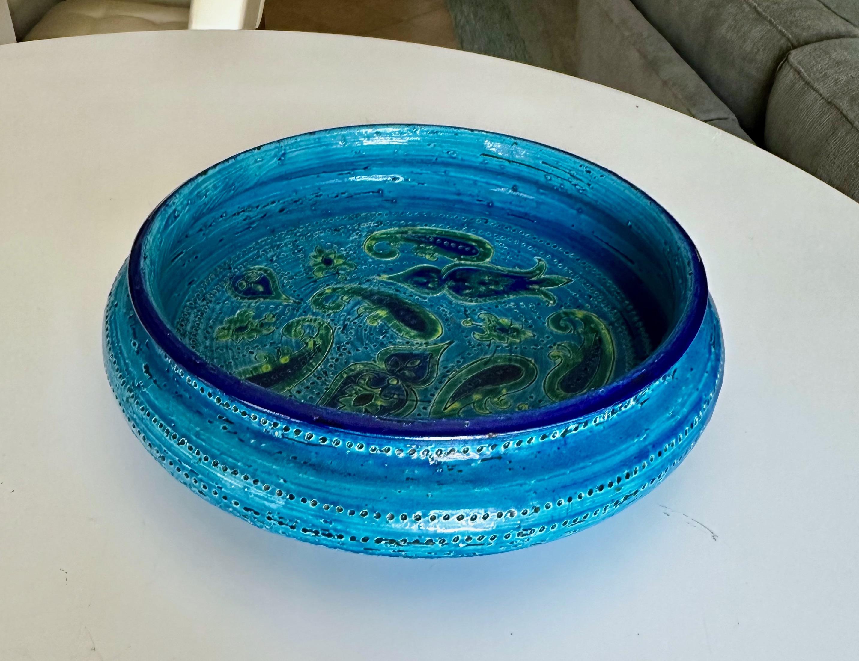Große glasierte italienische Bitossi Aldo Londi-Schale mit Paisleymuster im Angebot 11