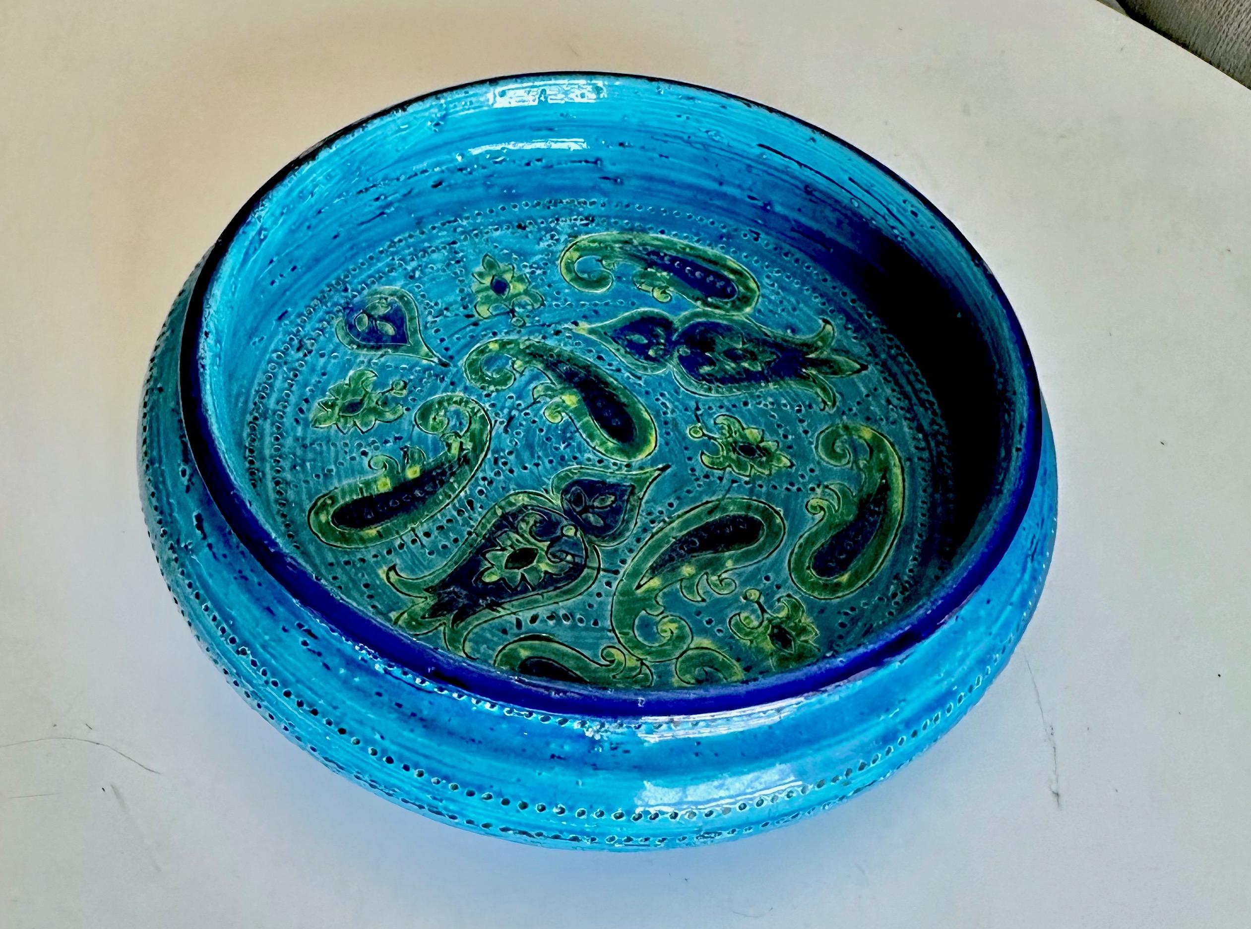 Große glasierte italienische Bitossi Aldo Londi-Schale mit Paisleymuster im Angebot 13