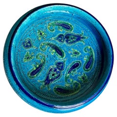 Retro Large Italian Bitossi Aldo Londi Paisley Glazed Bowl