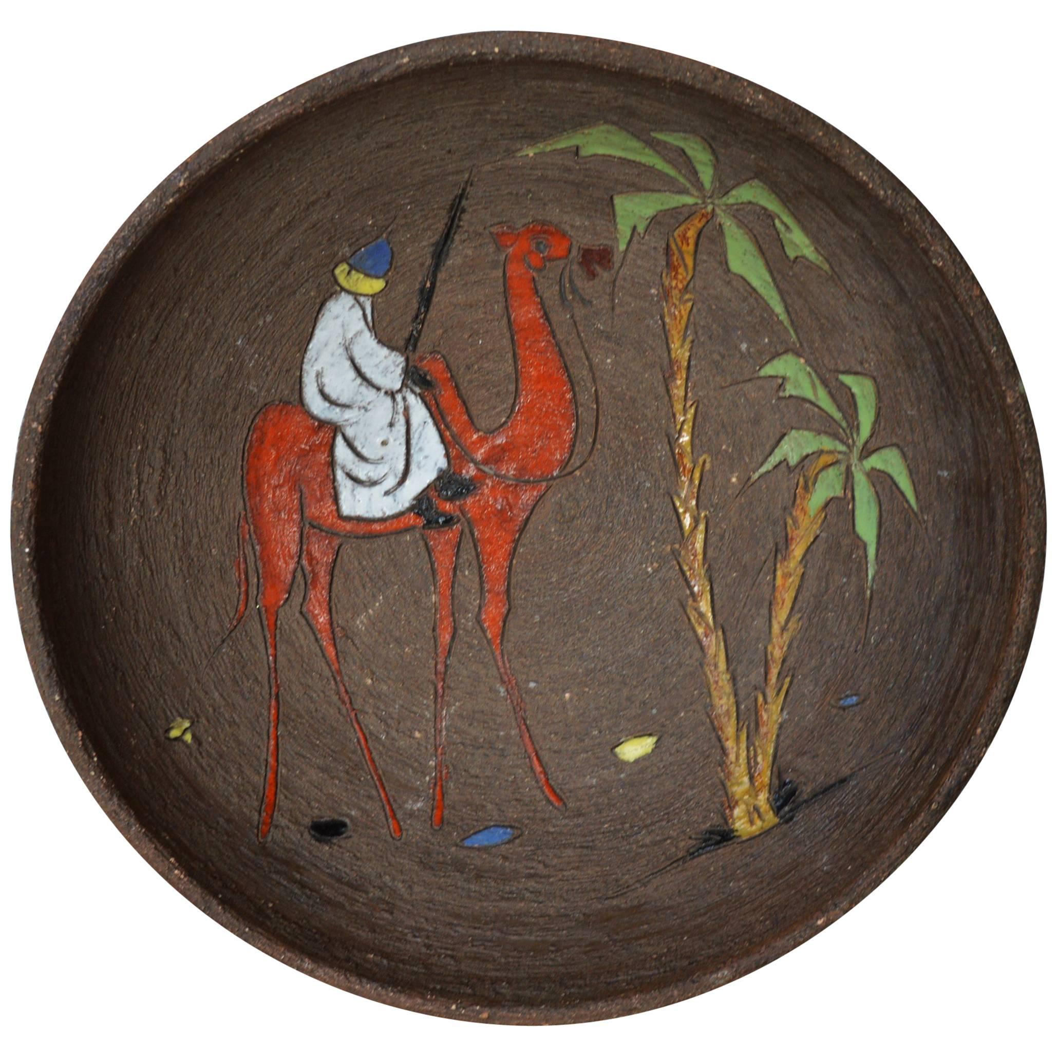 Large Italian Bitossi Ceramic Vase with Moroccan Modernist Style For Sale