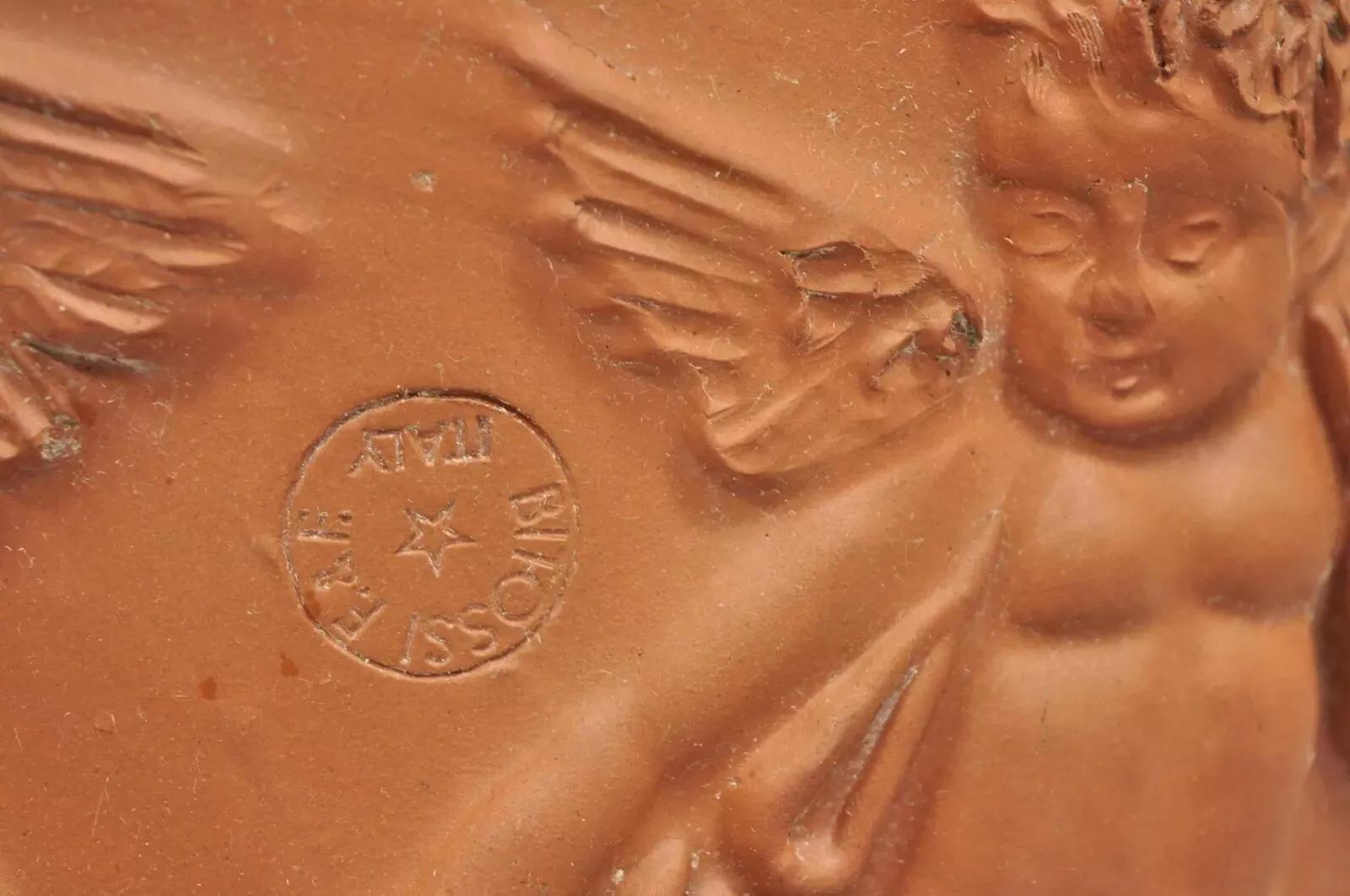 Gran maceta italiana Bitossi de terracota roja Jardinera Putti Querubín en venta 3