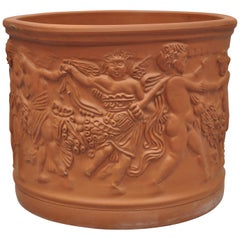 Retro Large Italian Bitossi Red Terracotta Cherub Putti Garden Planter Flower Pot