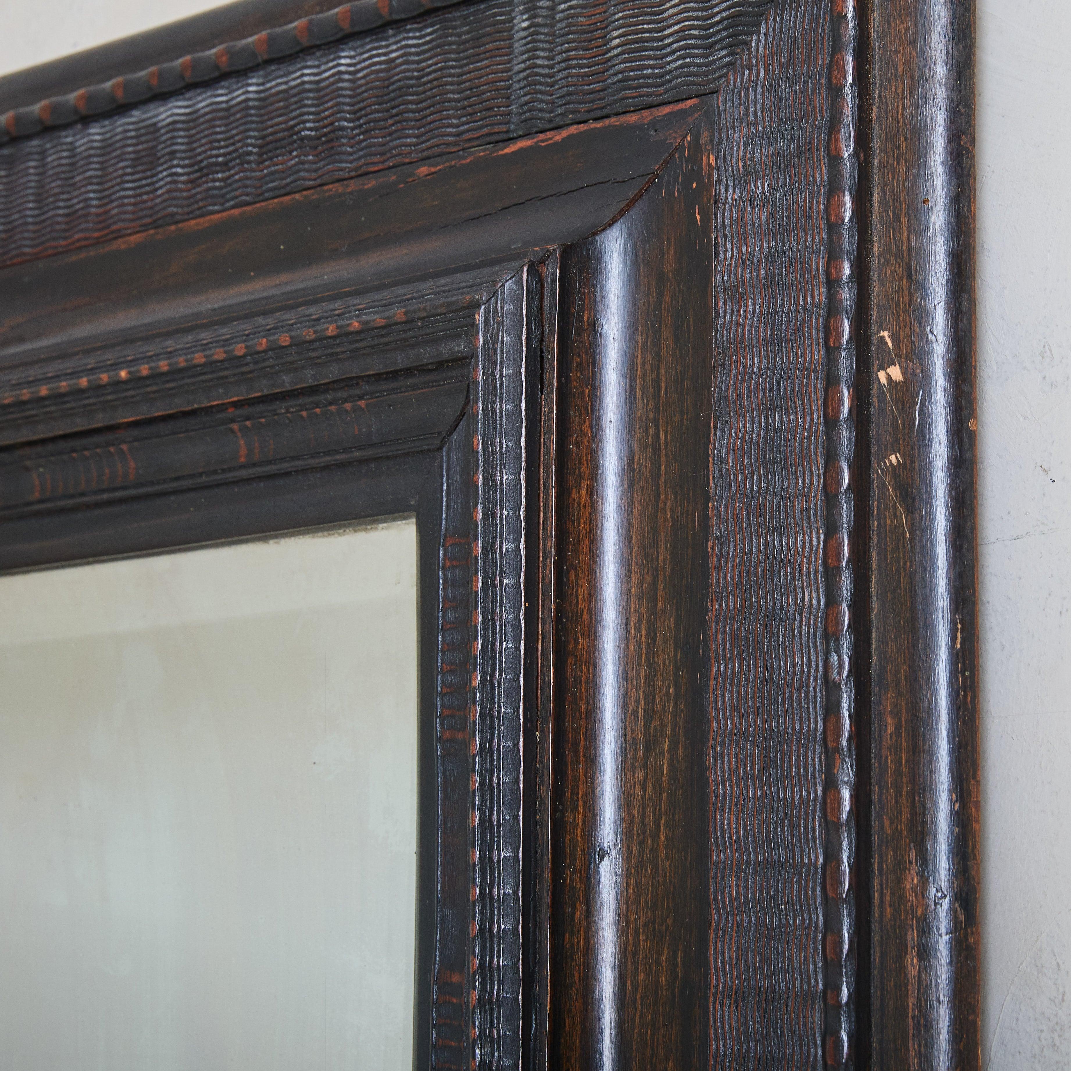 Colonial hollandais Large Italian Black Ebonized Wood Wall Mirror, 19th Century en vente