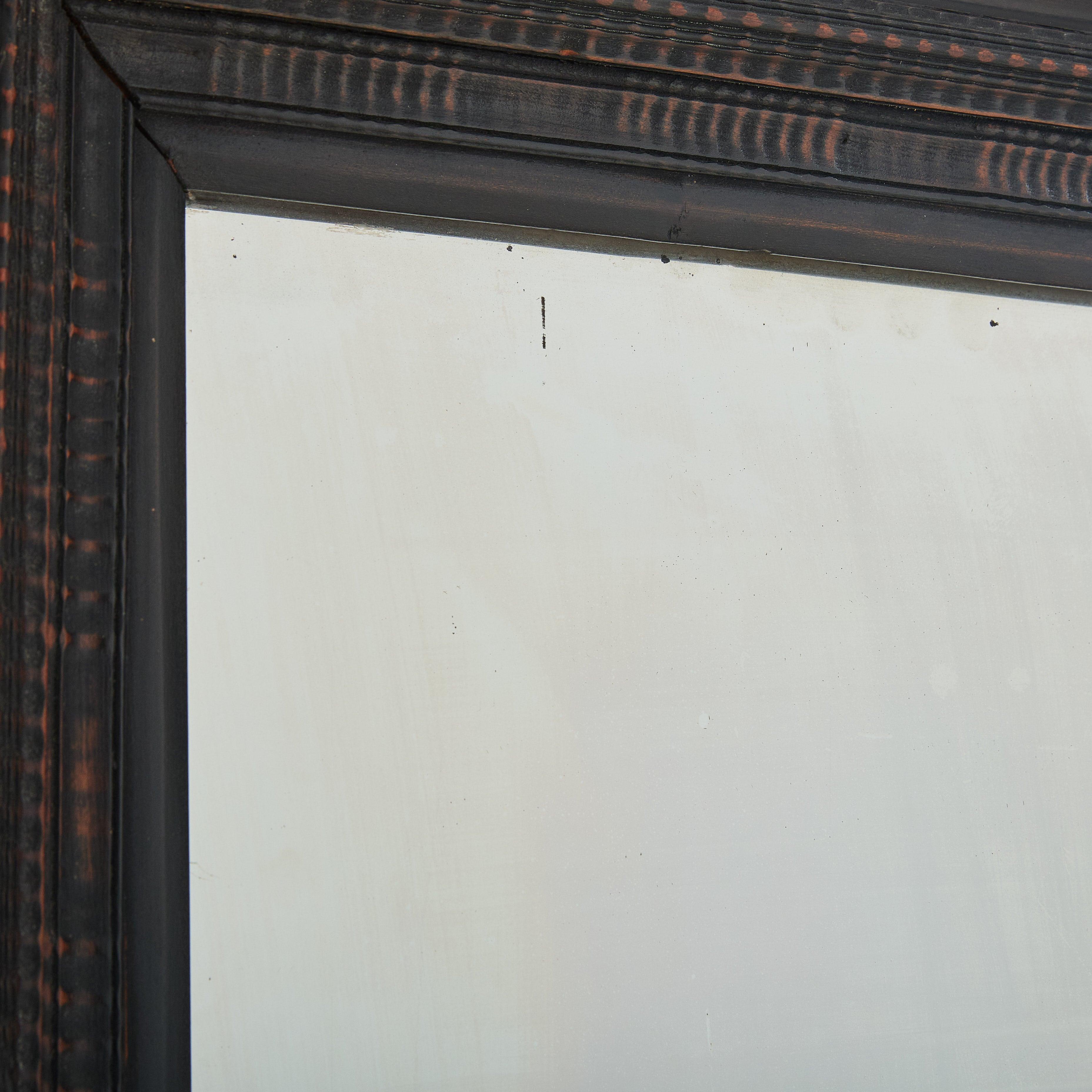 Large Italian Black Ebonized Wood Wall Mirror, 19th Century Bon état - En vente à Chicago, IL