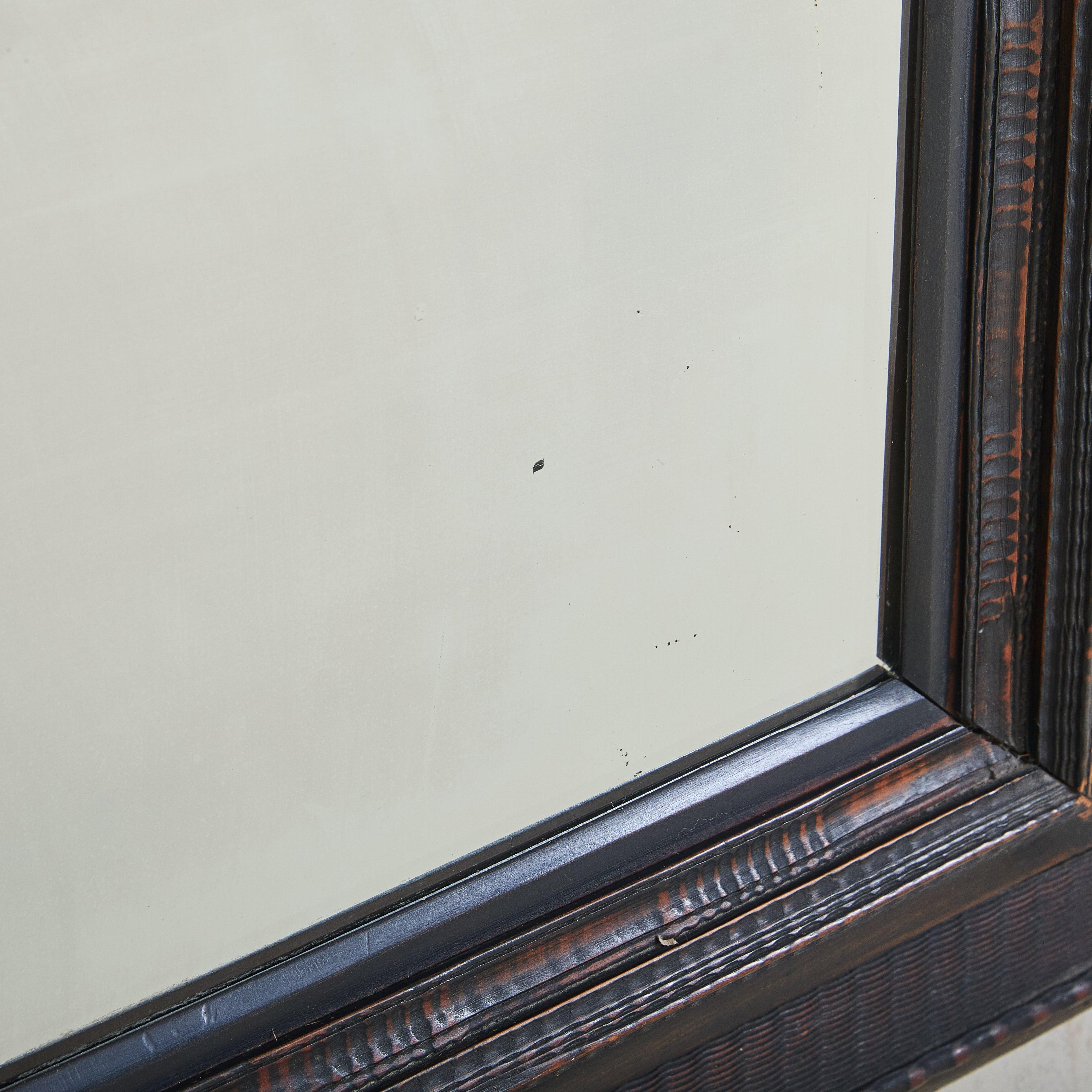 Large Italian Black Ebonized Wood Wall Mirror, 19th Century en vente 1