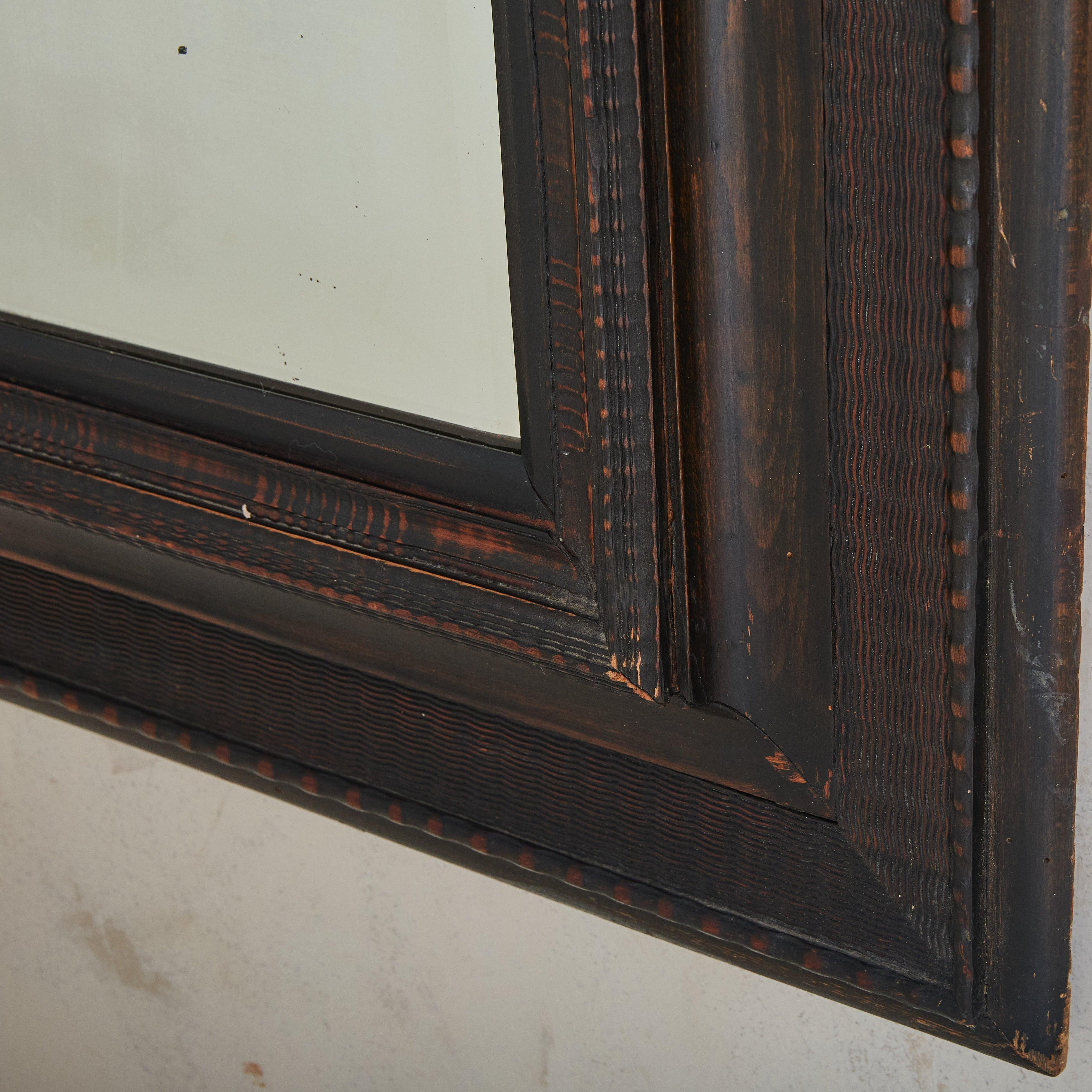 Large Italian Black Ebonized Wood Wall Mirror, 19th Century en vente 2