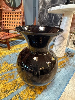 Large Italian Black Murano Glass Vase
