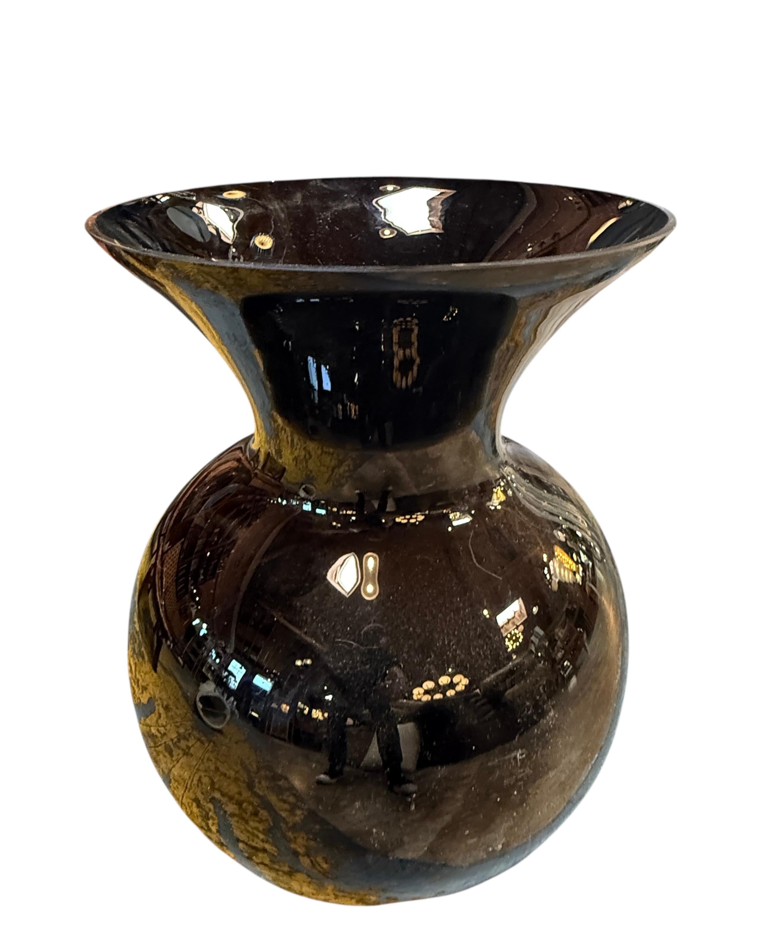 Große italienische Vase aus schwarzem Muranoglas im Angebot 2