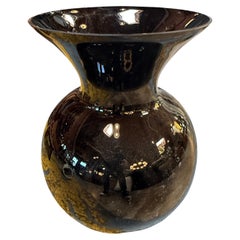 Grande vaso italiano in vetro di Murano nero