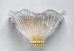 Large Italian Blown Murano Glass Shell Wall Light