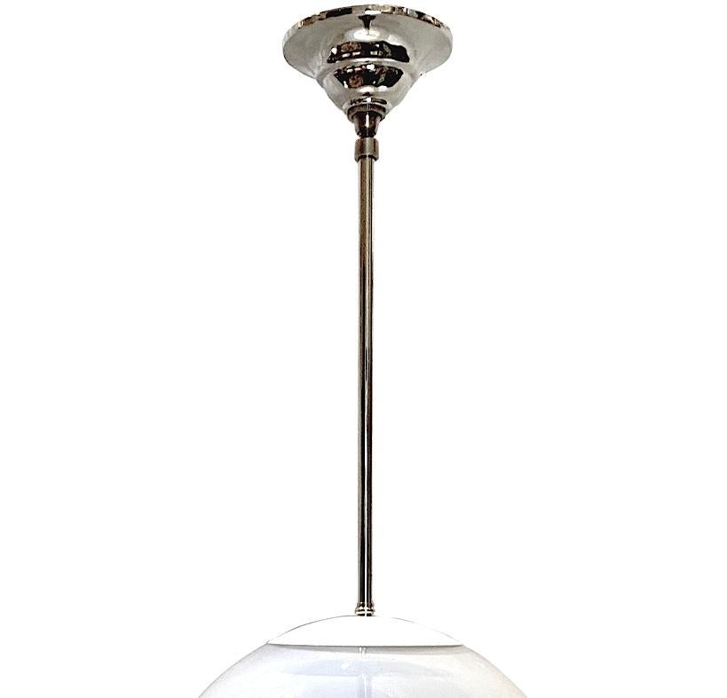 Mid-20th Century Large Italian Blown Opaline Glass Light Fixture For Sale