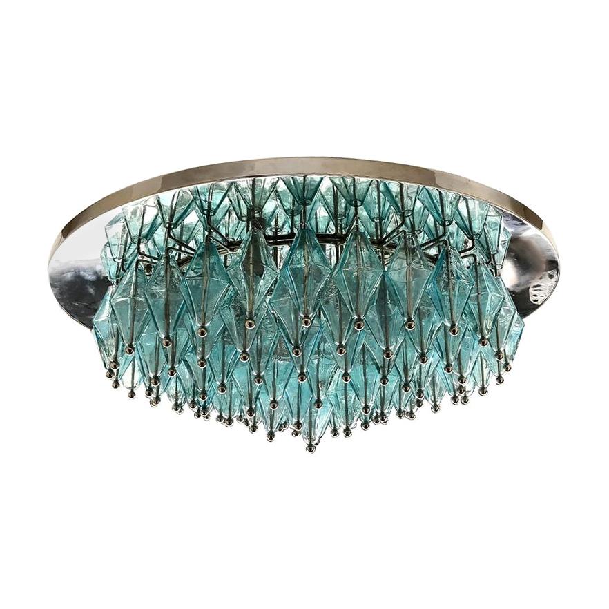 Turquoise Glass and Chrome Light Fixture at 1stDibs turquoise light
