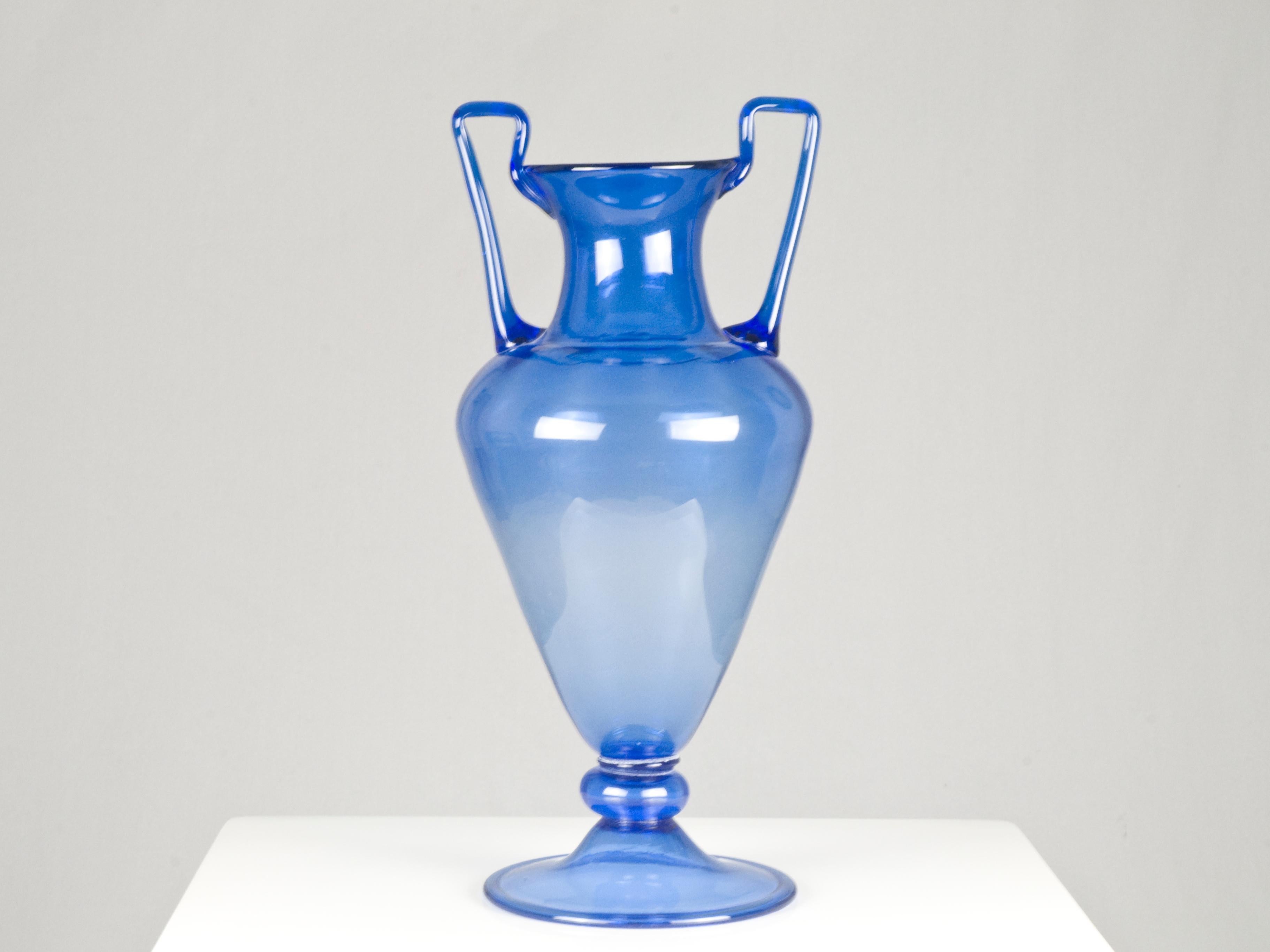 Art Deco Large Italian Blue Murano Glass 1930s-1940s Vase