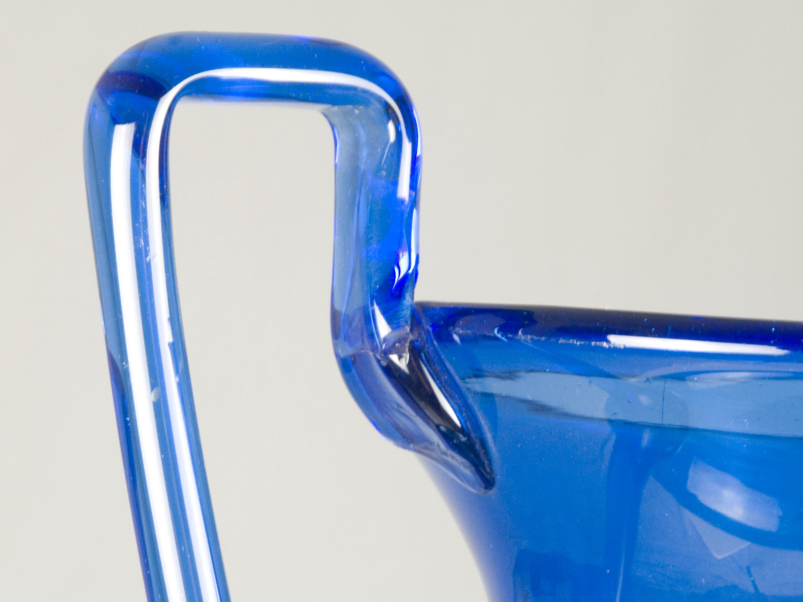 Mid-20th Century Large Italian Blue Murano Glass 1930s-1940s Vase