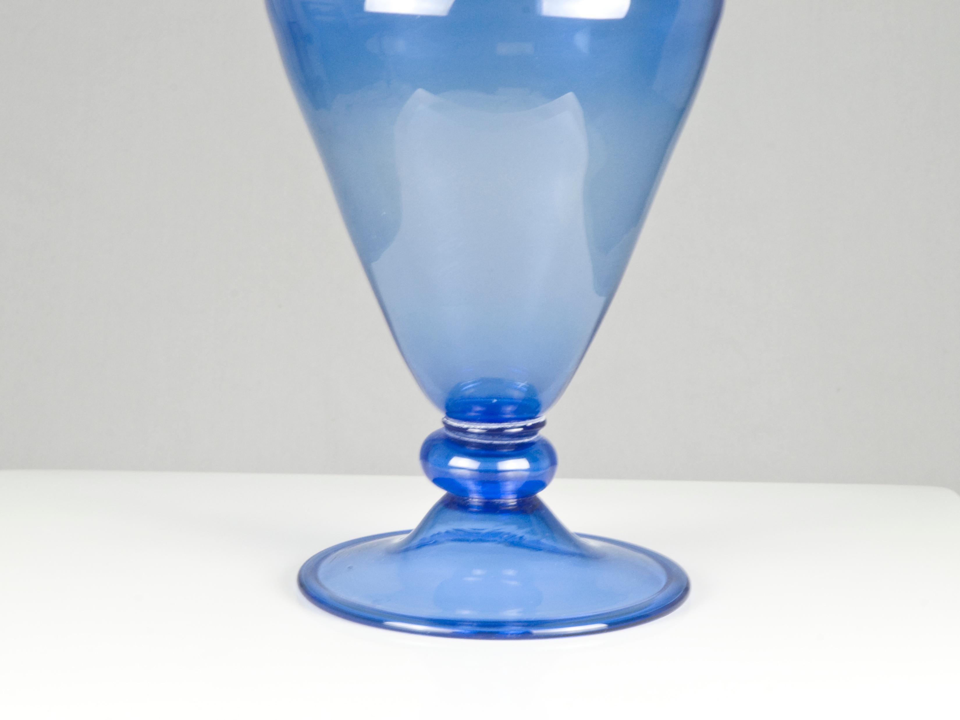Large Italian Blue Murano Glass 1930s-1940s Vase 1