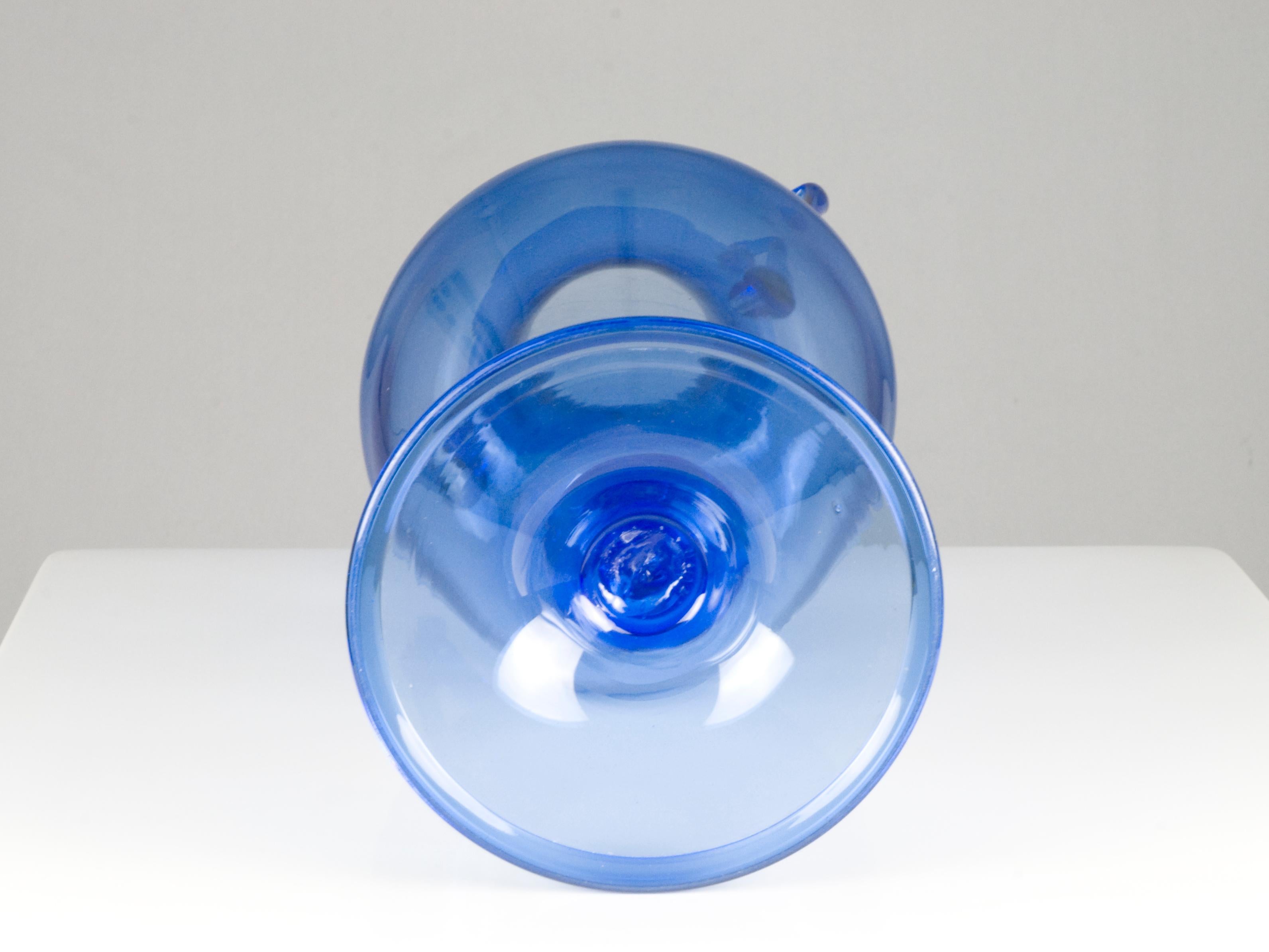 Large Italian Blue Murano Glass 1930s-1940s Vase 2