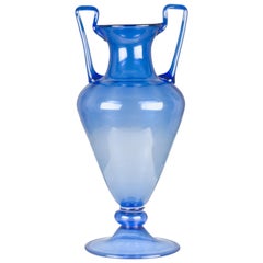 Large Italian Blue Murano Glass 1930s-1940s Vase